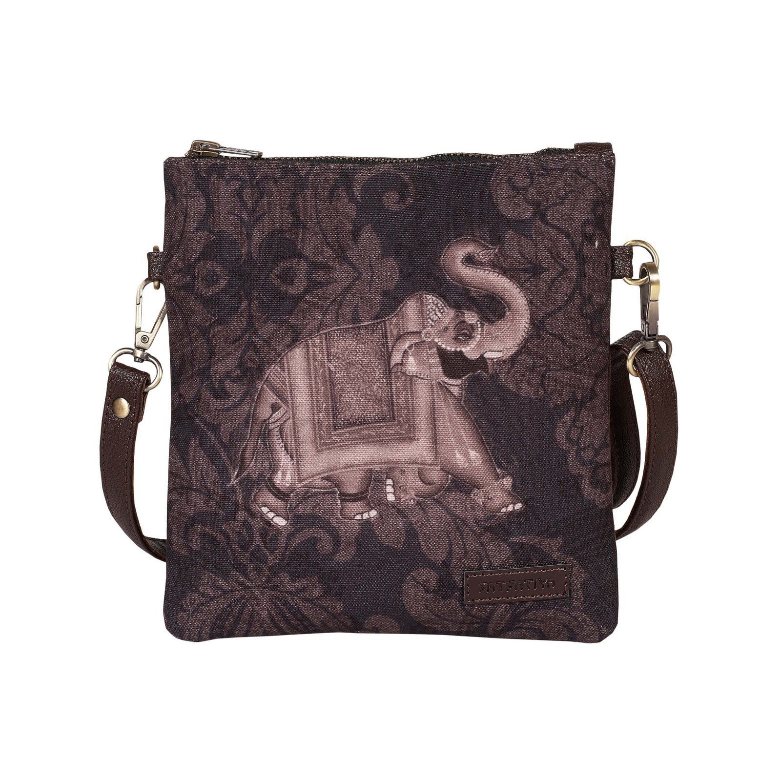 Royal Elephant Print Canvas Sling Bag image 2