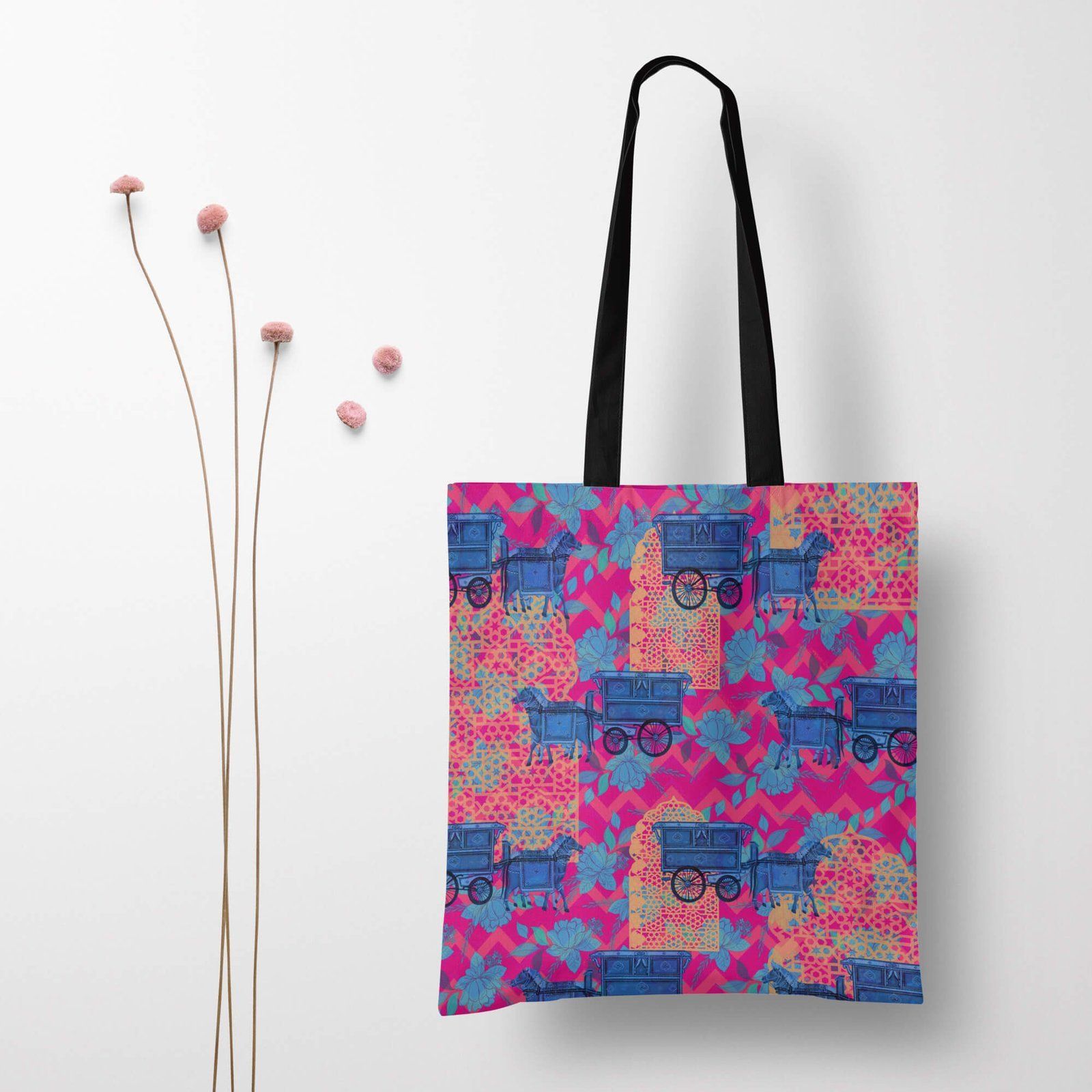 Horse Charriot Multicolour Jhola Bag image 2