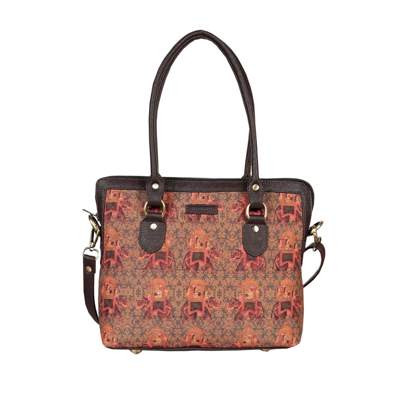 Elephant Motif And Rustic Texture Teacher Bag image 2