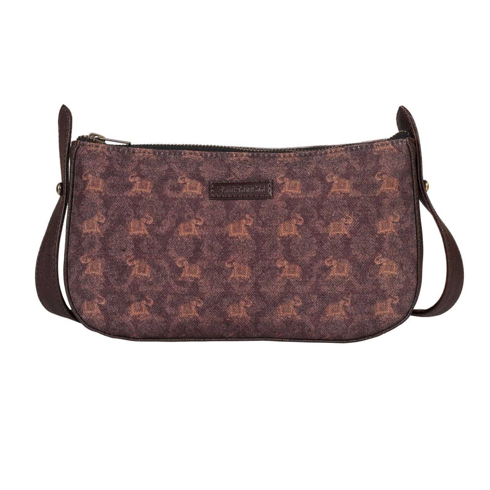 Textured With Elephant Pattern Baguette Bag image 2