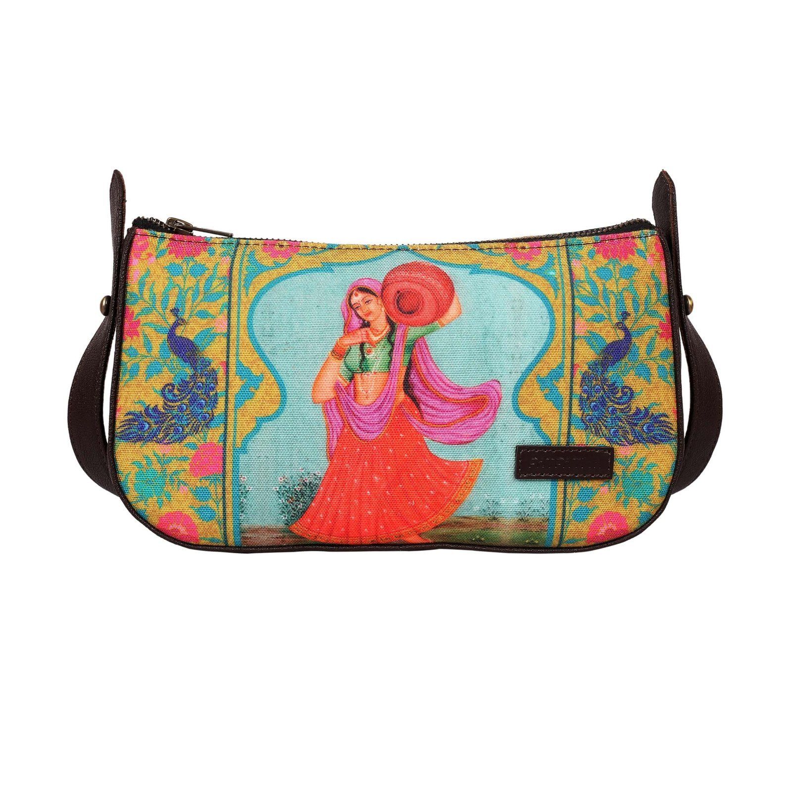Rajasthani Woman Portrait Baguette Bag image 2