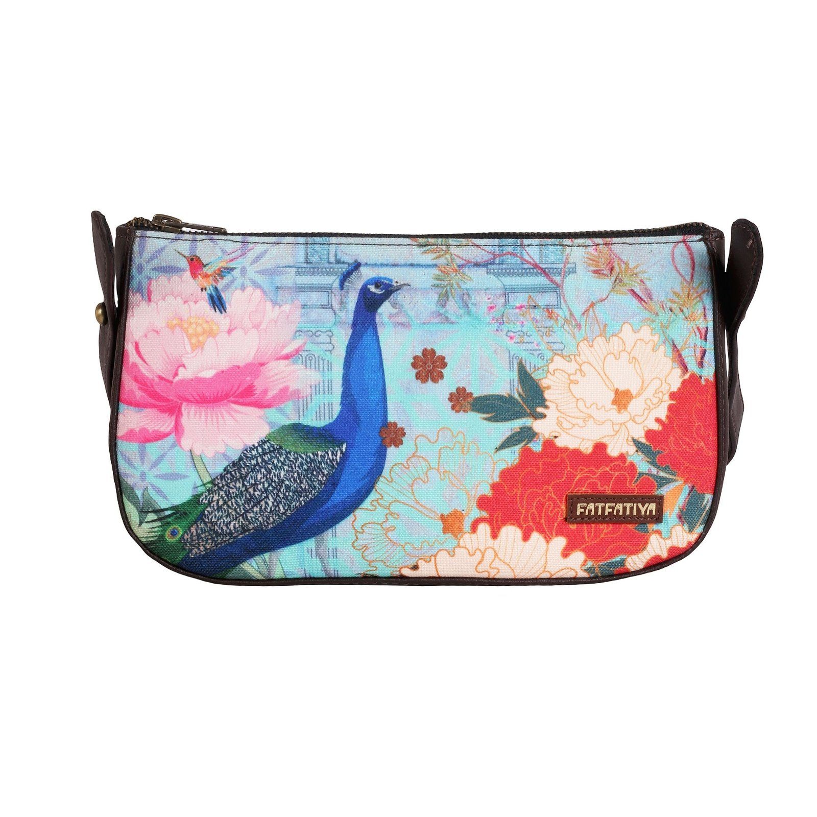 Peacock Floral Baguette Bag For Women image 2