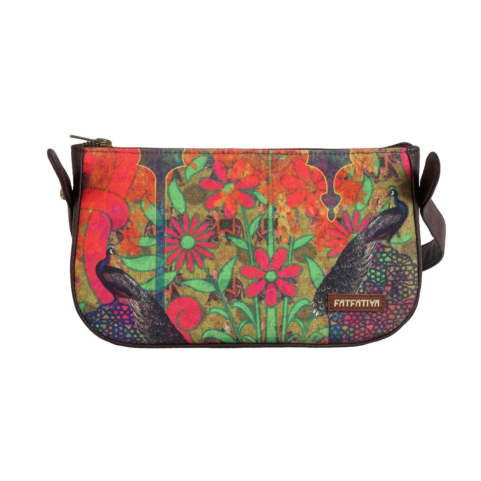 Dual Peacock Artwork Baguette Bag image 2