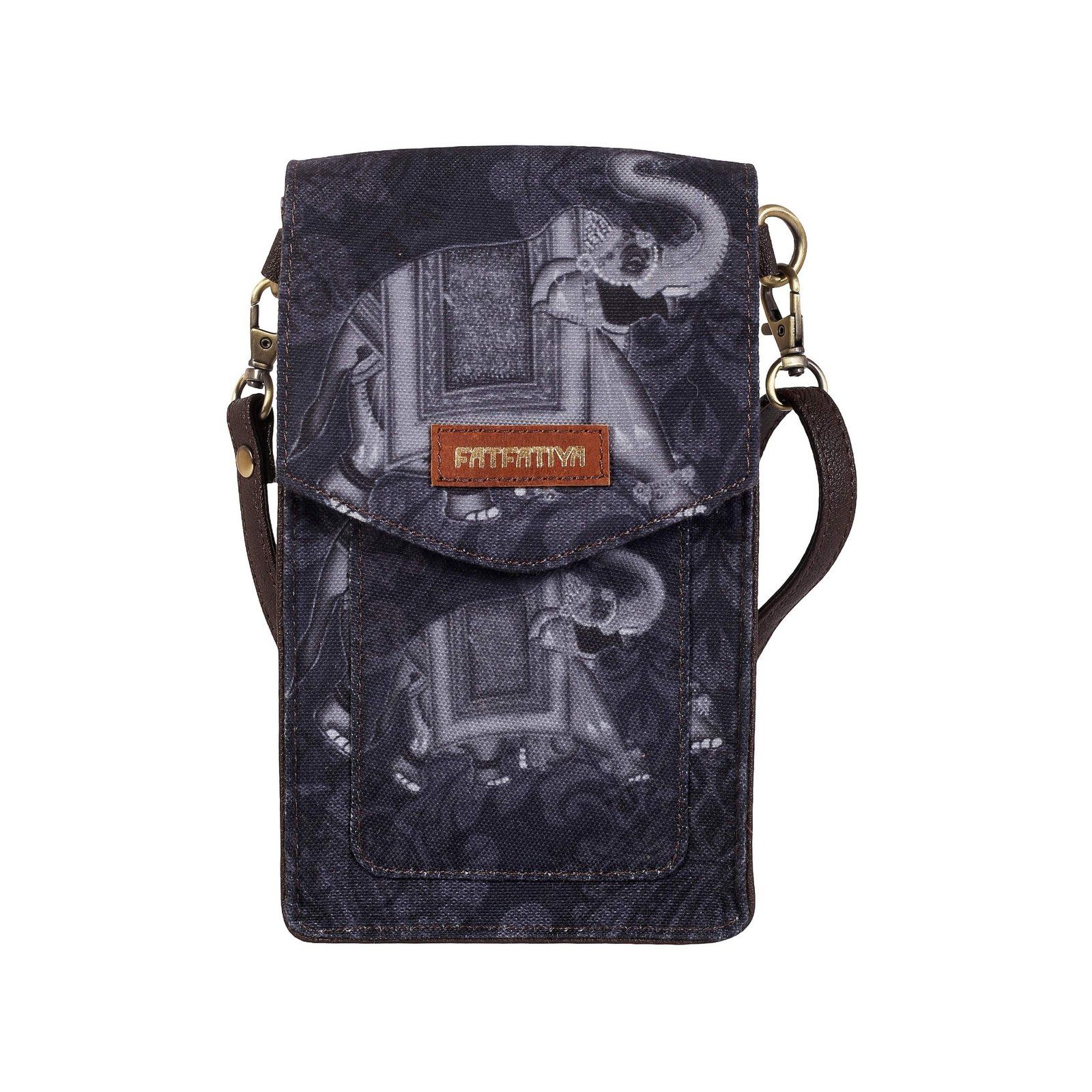 Black Elephant Print Mobile Sling Bag For Women image 2
