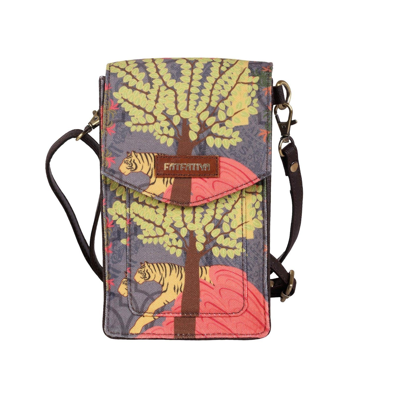 Tiger Print Mobile Sling Bag For Women | Jungle Theme Crossbody Phone Bag image 2
