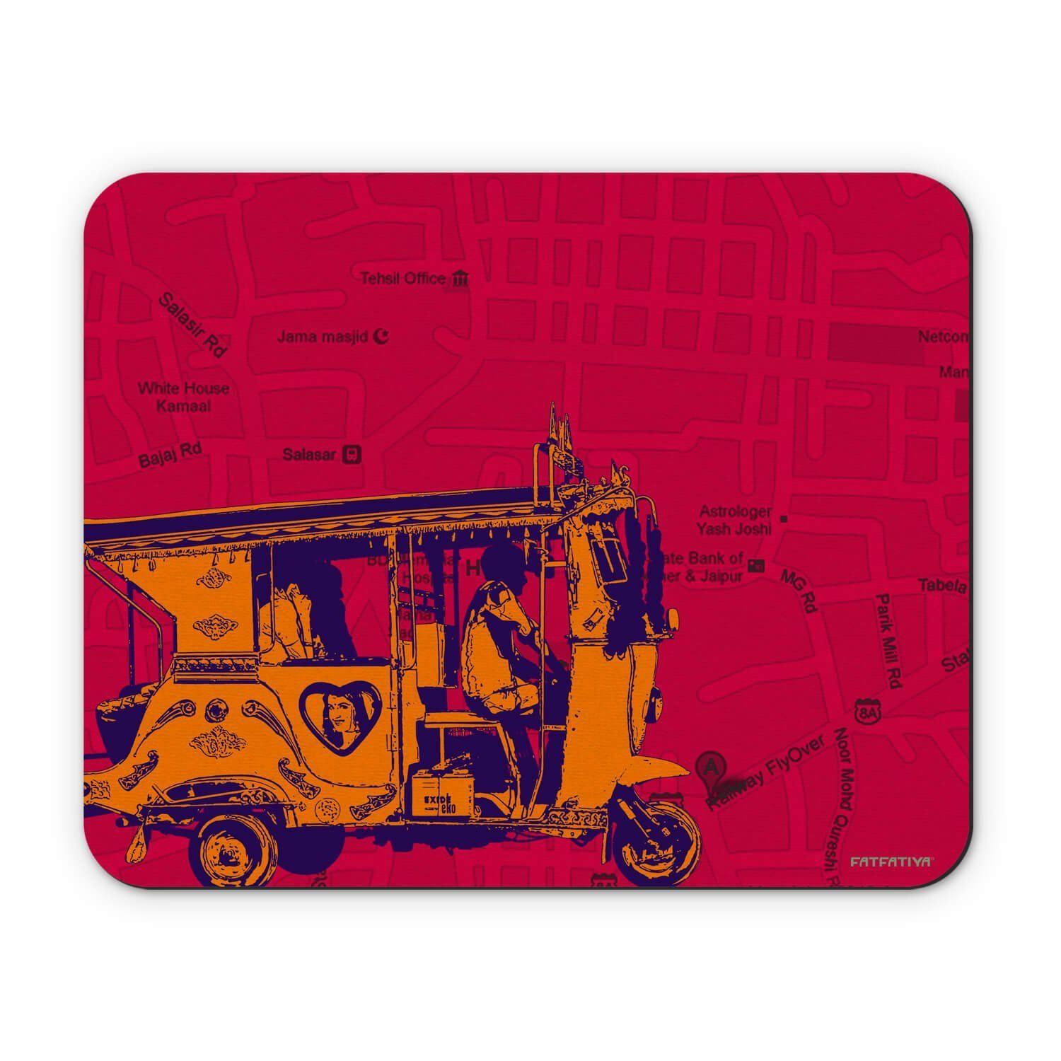 Orange Auto Taxi Quirky Mouse Pad image 2