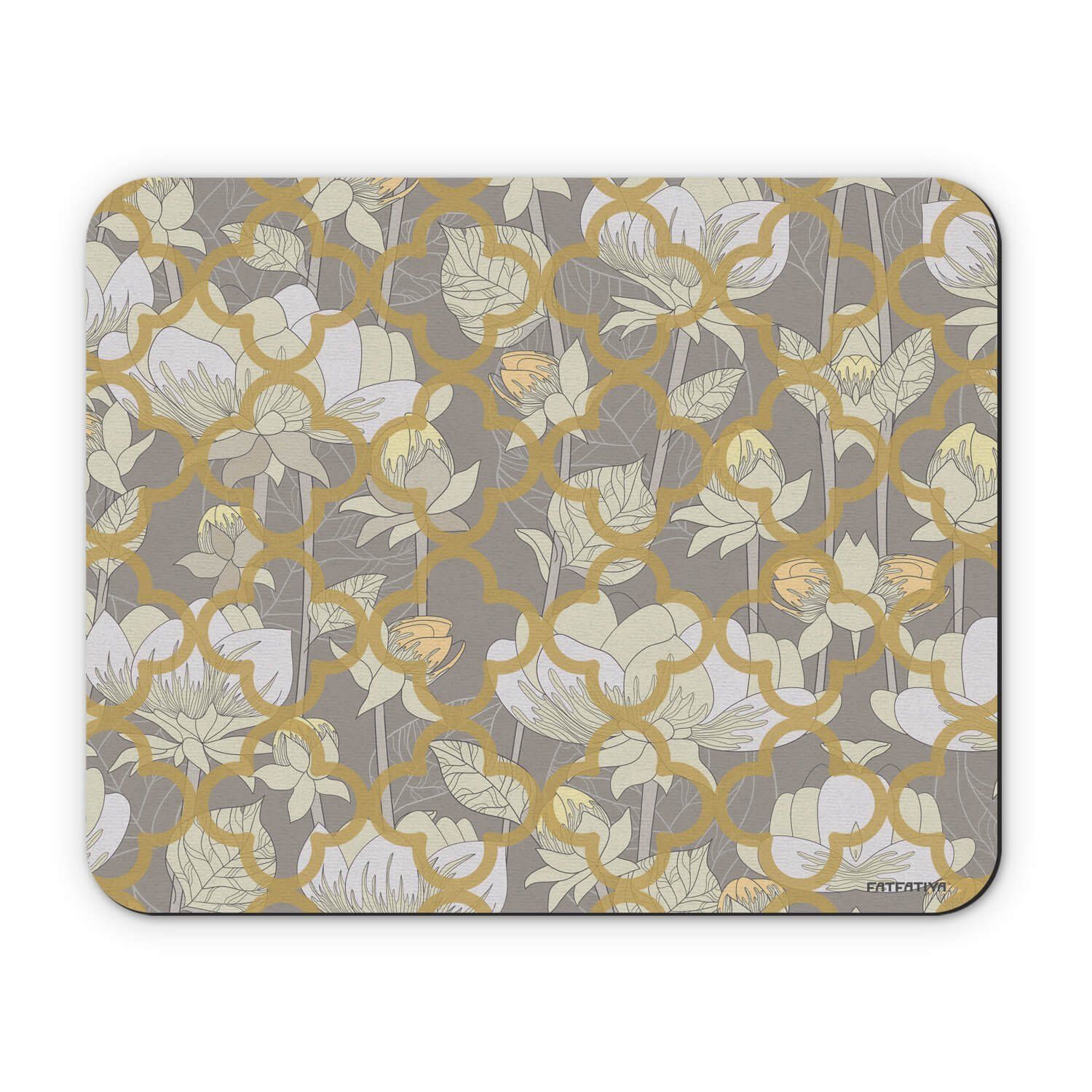 White Lotus Flower Desk Mouse Pad image 2