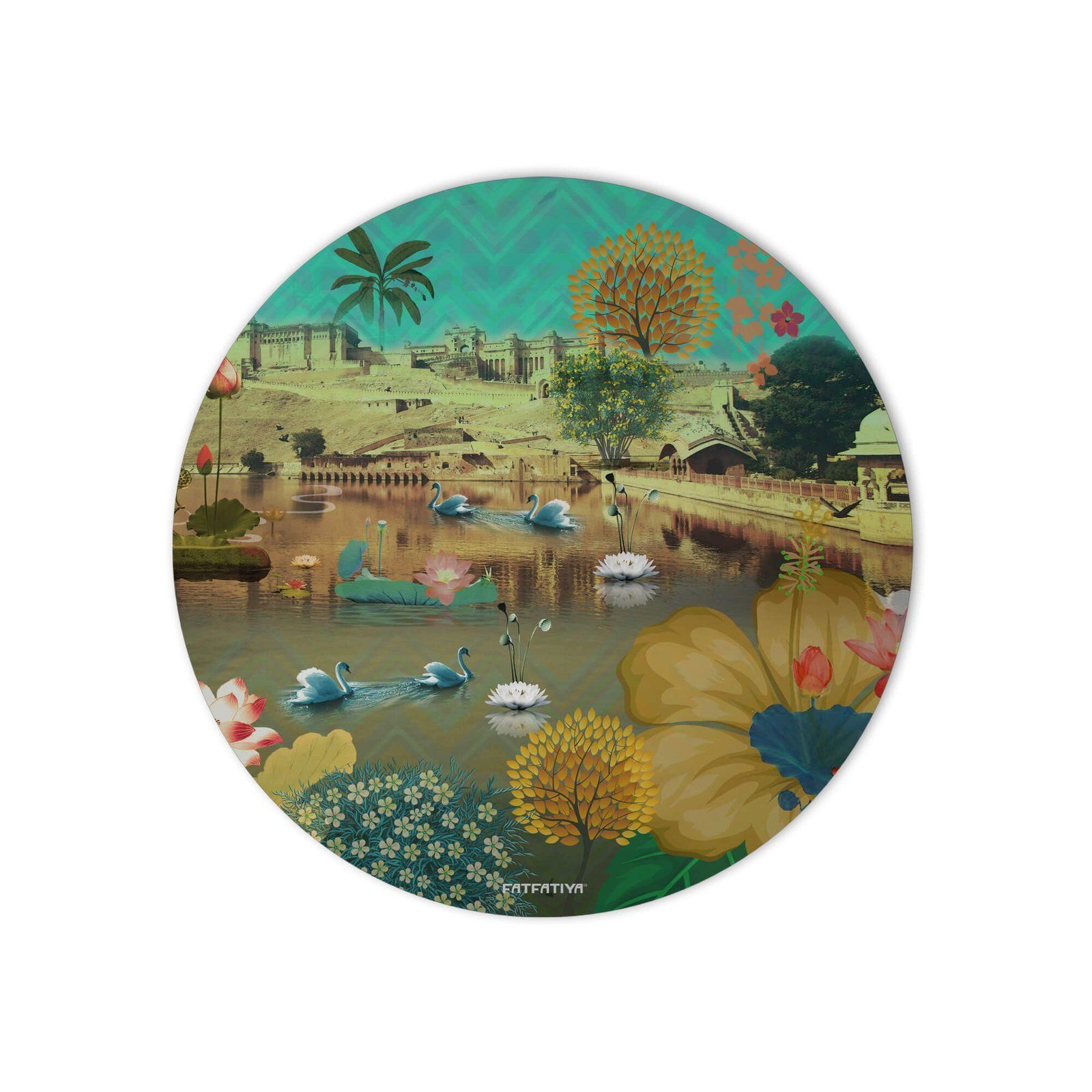 Beautiful Amer Fort Lake Desktop Mouse Pad image 2