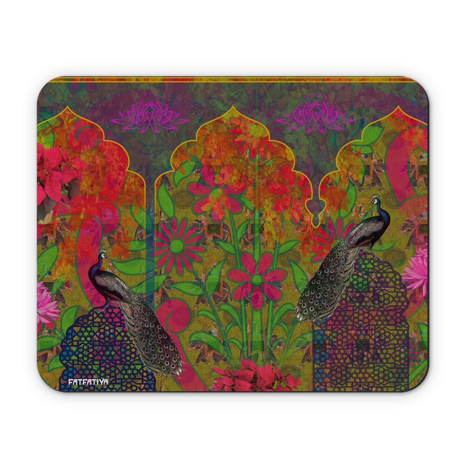Peacock And Flower Printed Mousemat image 2