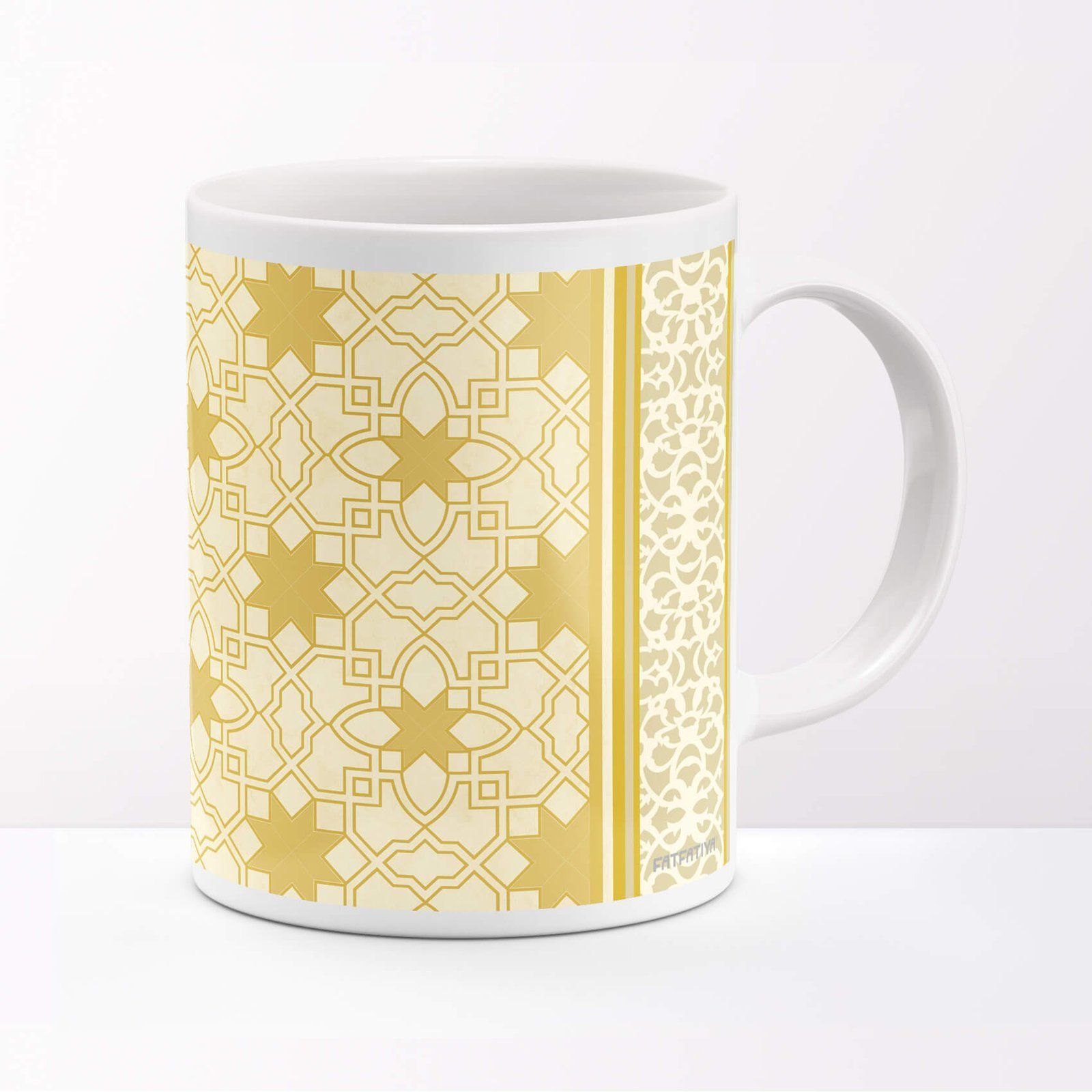 Rajasthani Jali Design Yellow Coffee Mug image 2