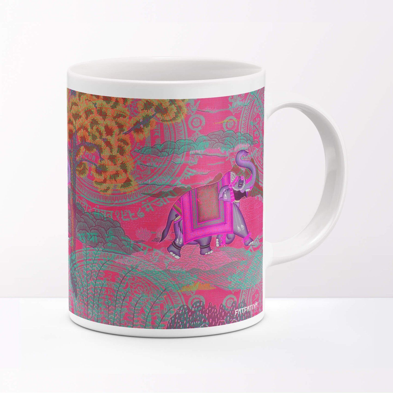 Shekhawati Elephant Printed Ceramic Coffee Mug image 2