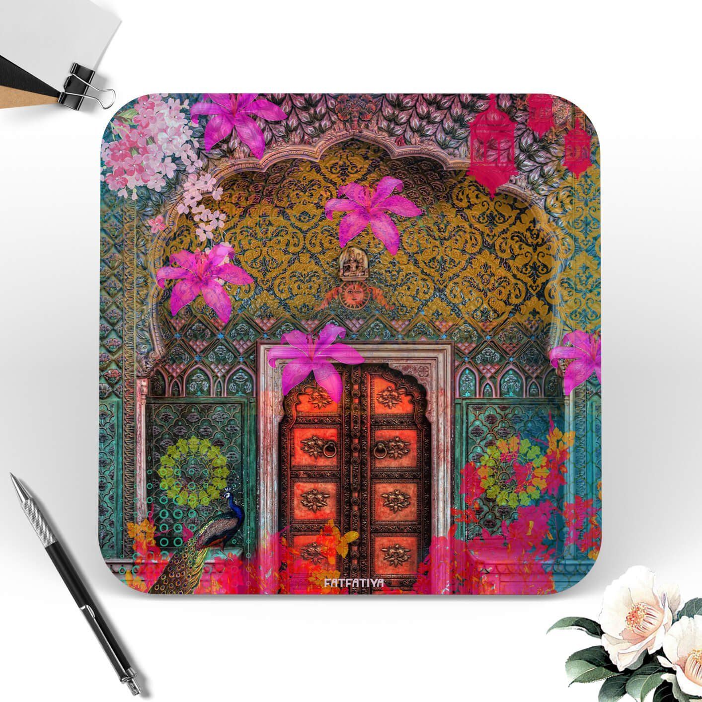 Flowery Heritage Door Table Coasters Set image 2
