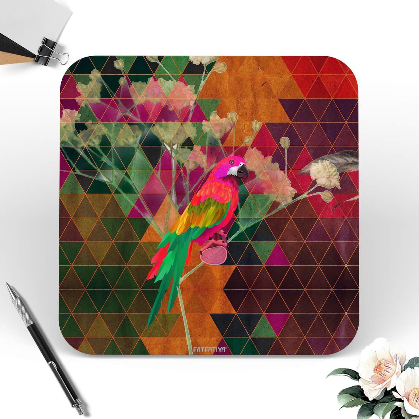 Parrot Designer Printed Mdf Coaster Set image 2