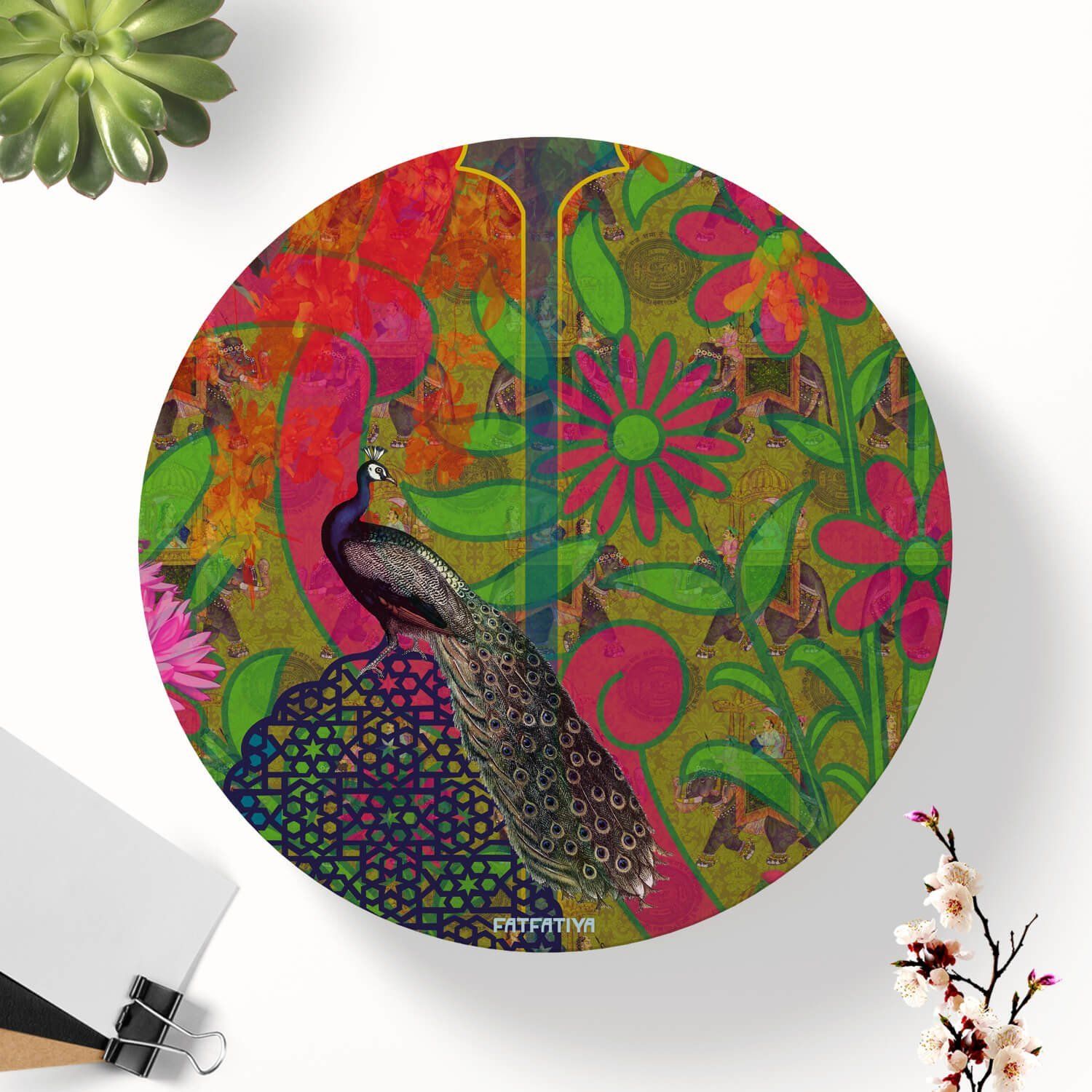 Rajasthani Peacock Round Coaster Set image 2