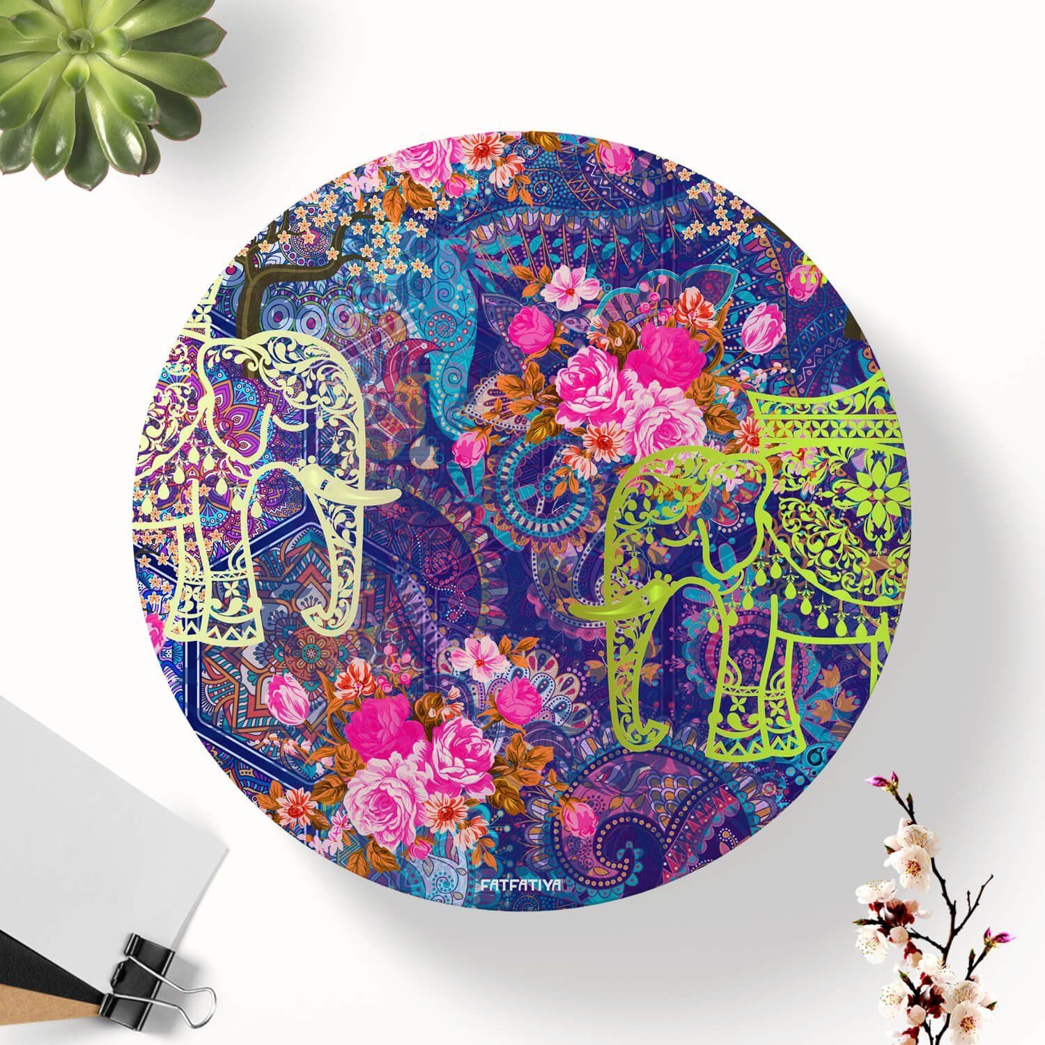 Two Decorated Elephant Round Coaster Set image 2