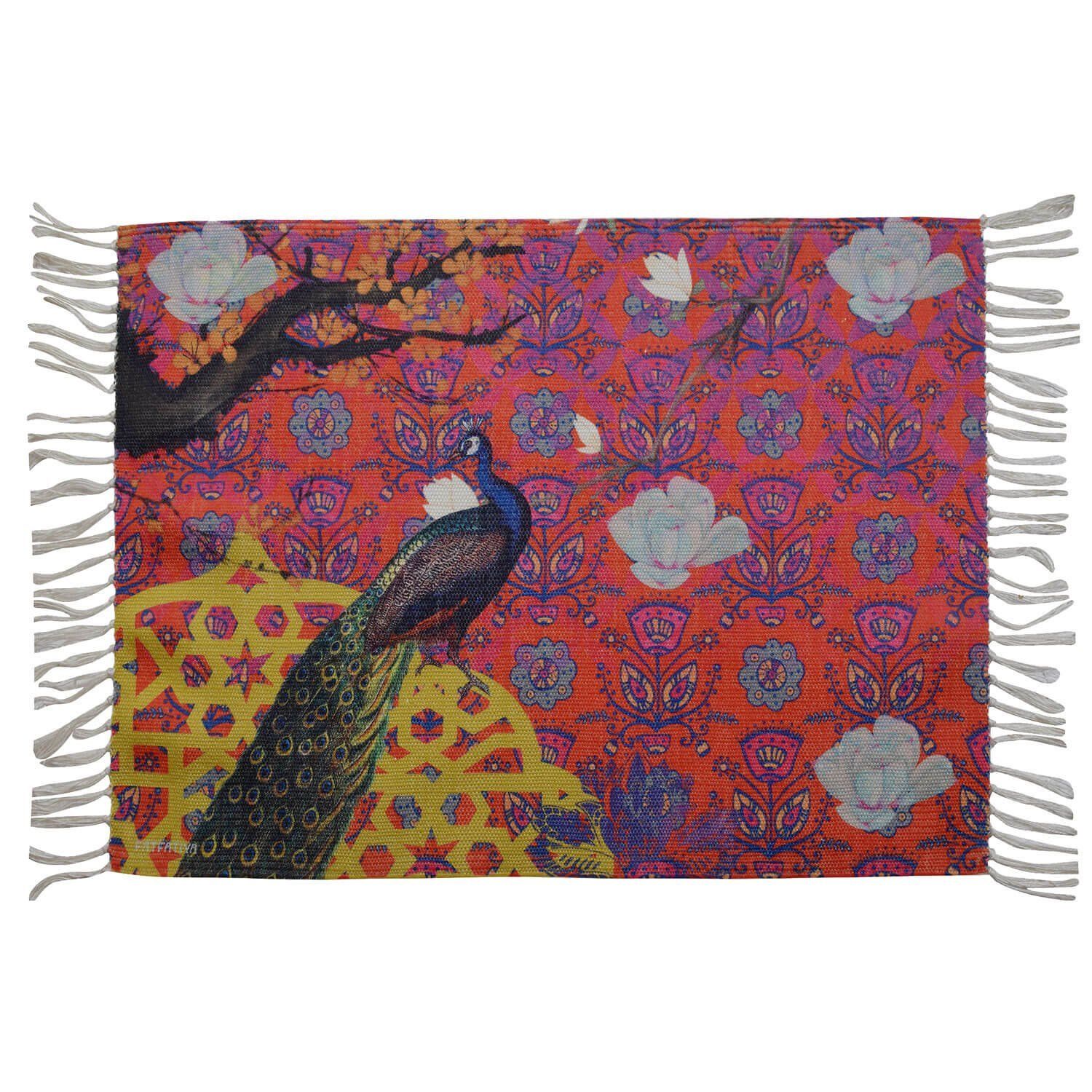 Gorgeous Indian Peacock Recycled Outdoor Rug image 2
