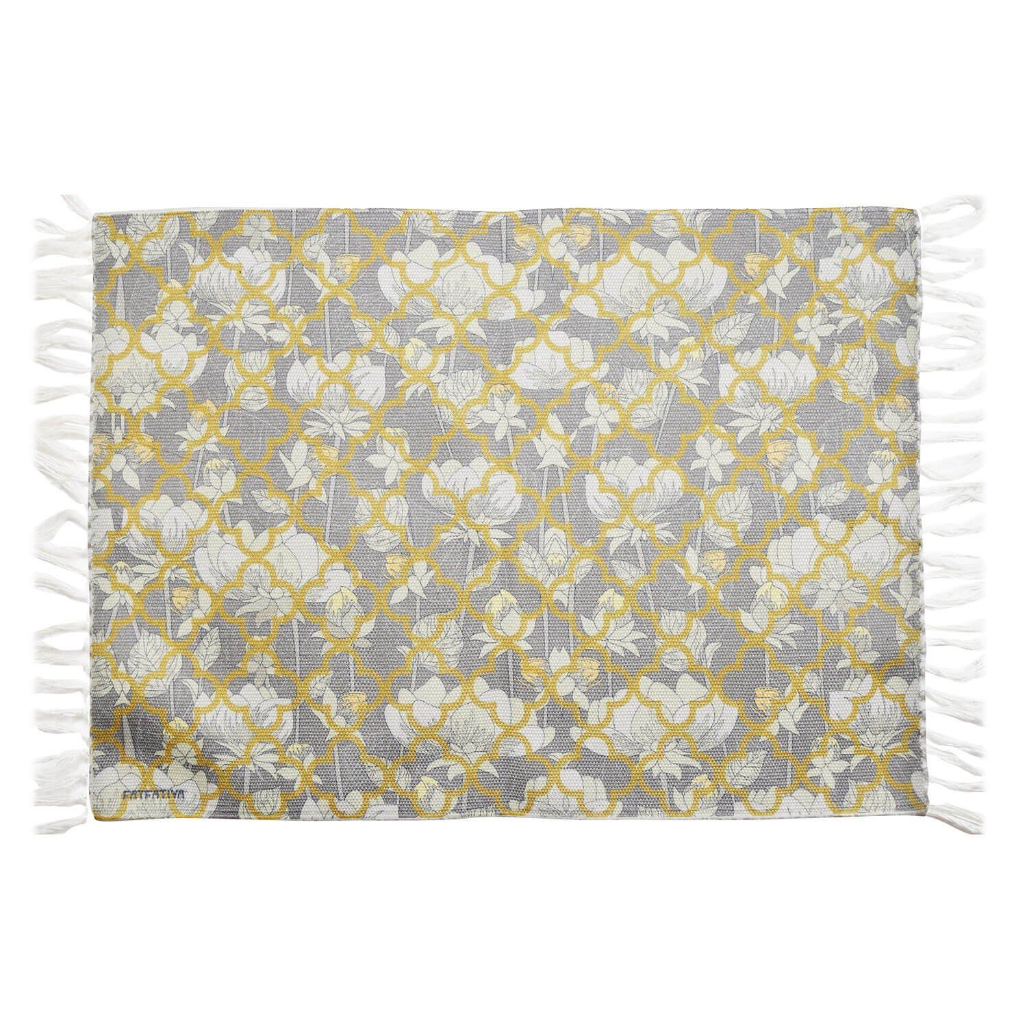 White Lotus Flower Polyester Outdoor Rug image 2