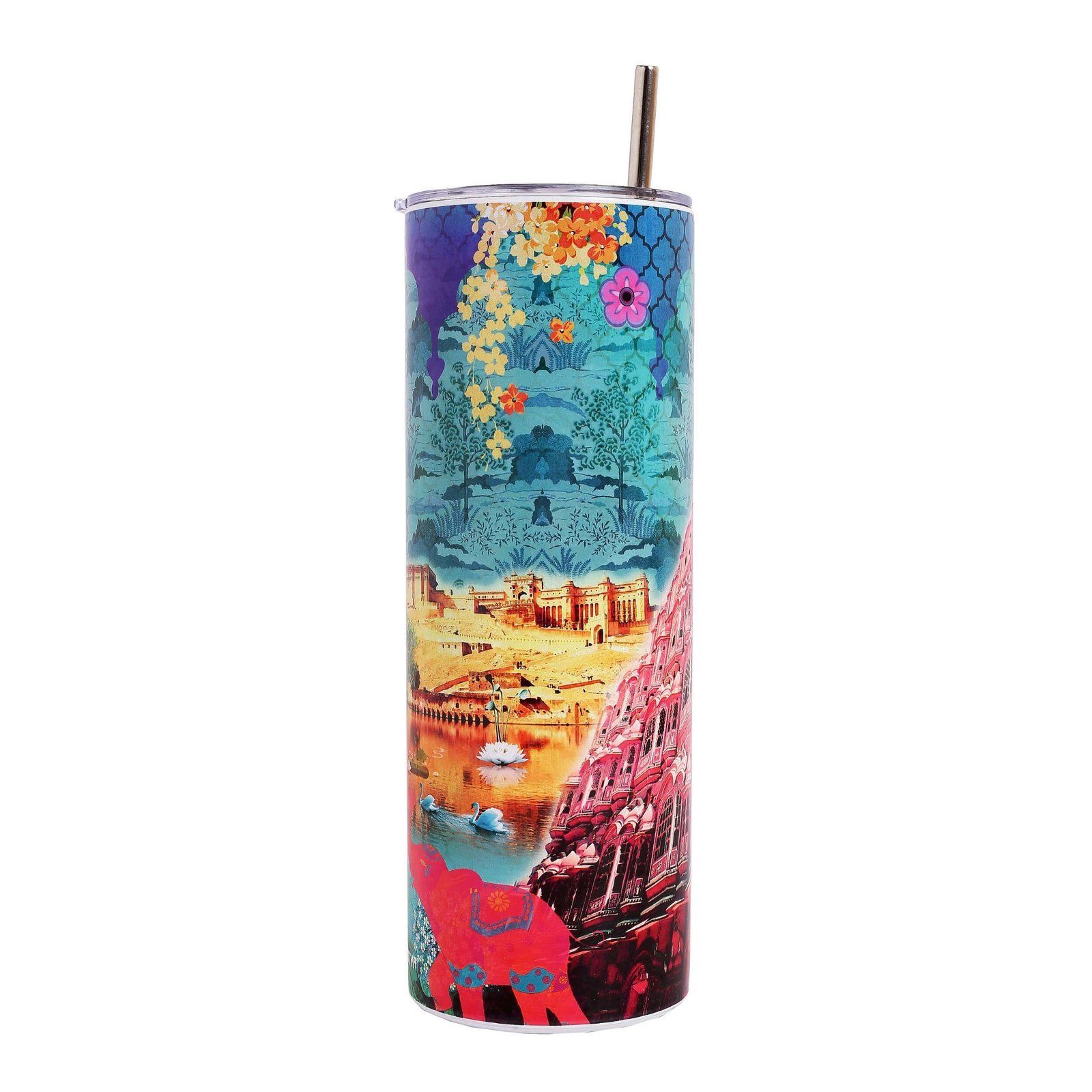 Hawa Mahal Stainless Steel Tumbler With Straw image 3