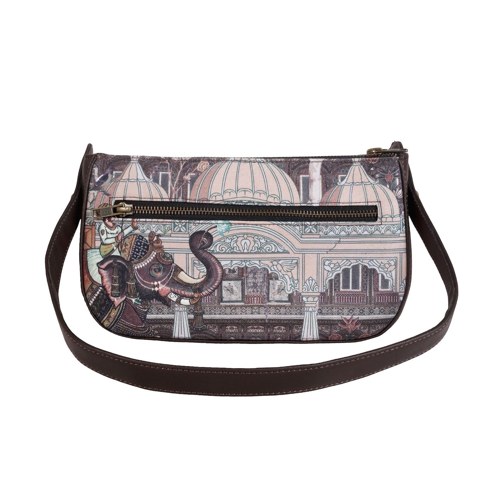 Vintage Elephant Architecture Print Baguette Bag image 3