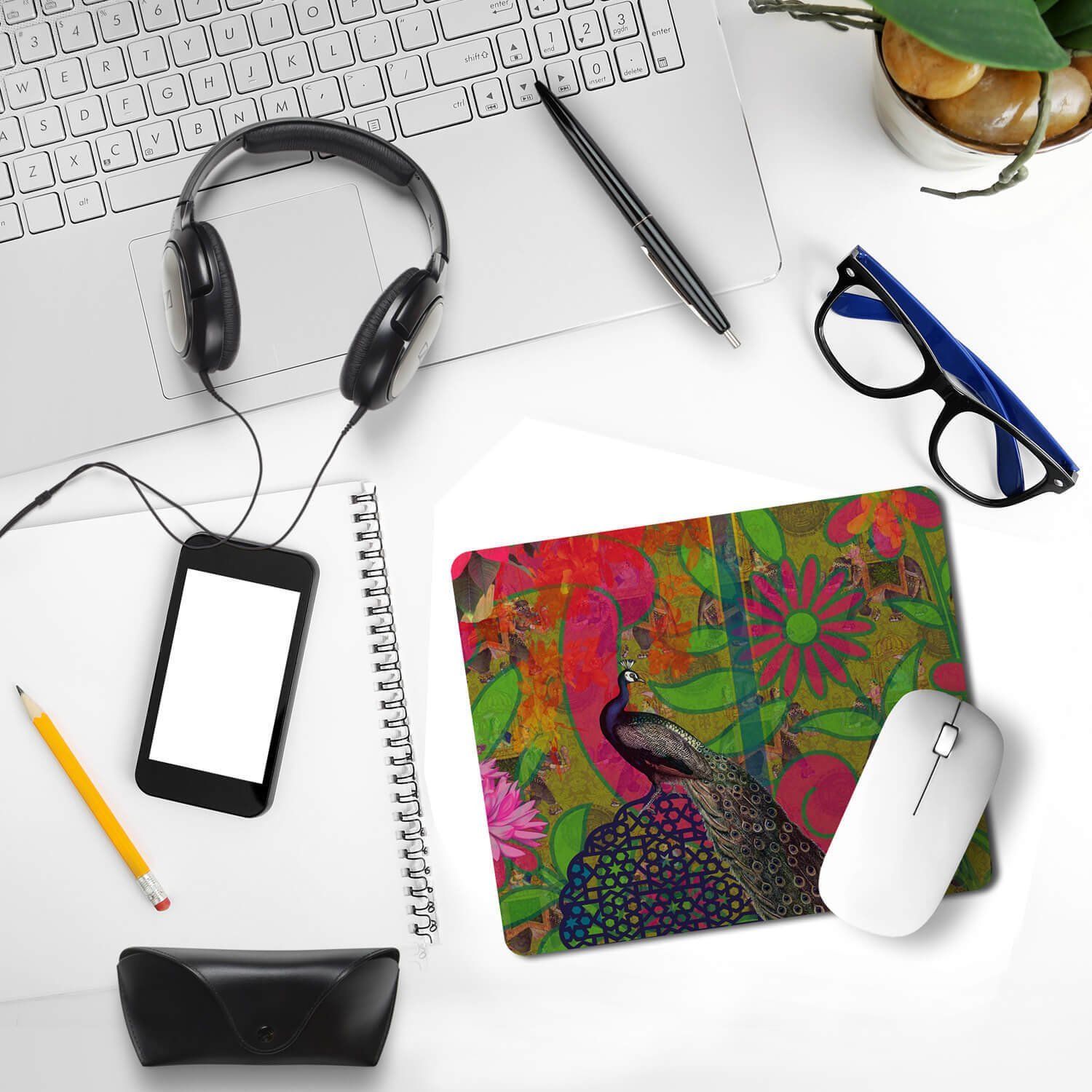 Beautiful Peacock Aesthetic Mouse Pad image 3
