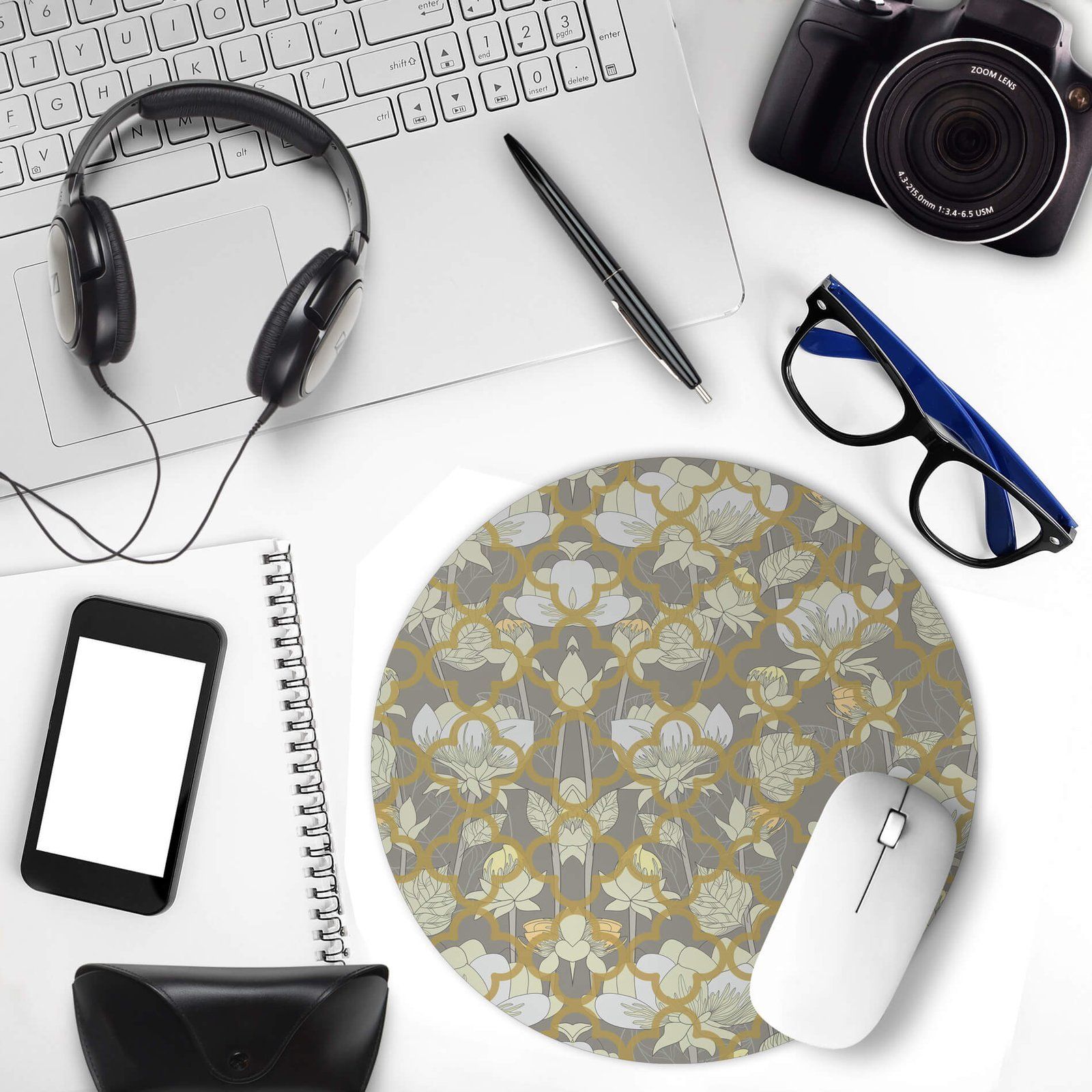 White Lotus Flower Office Mouse Pad image 3