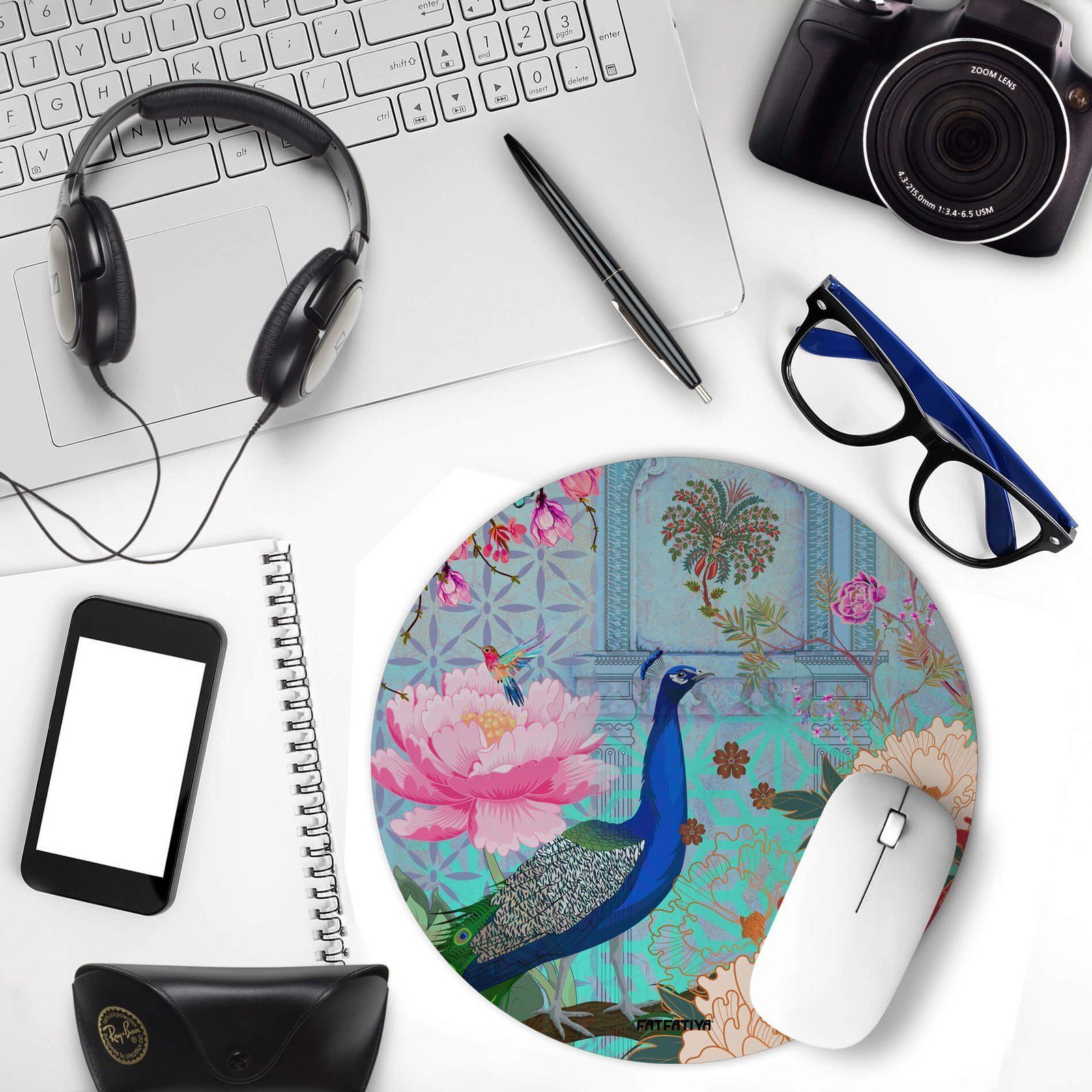 Elegant Peacock Aesthetic Mouse Mat image 3
