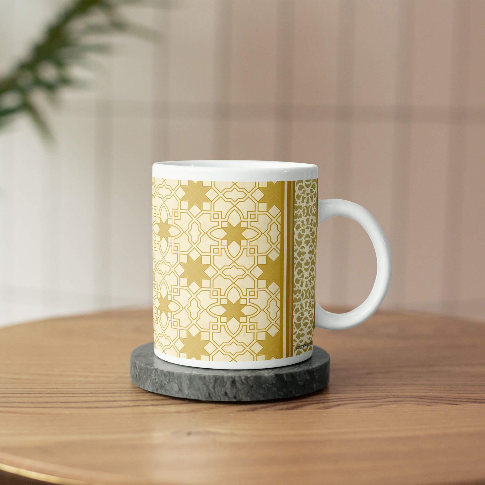 Rajasthani Jali Design Yellow Coffee Mug image 3