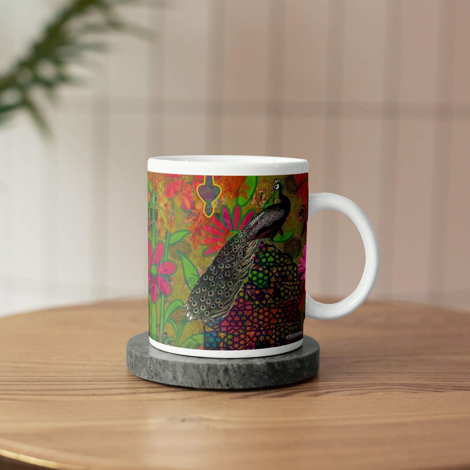 Two Peacock Designer Ceramic Coffee Mug image 3