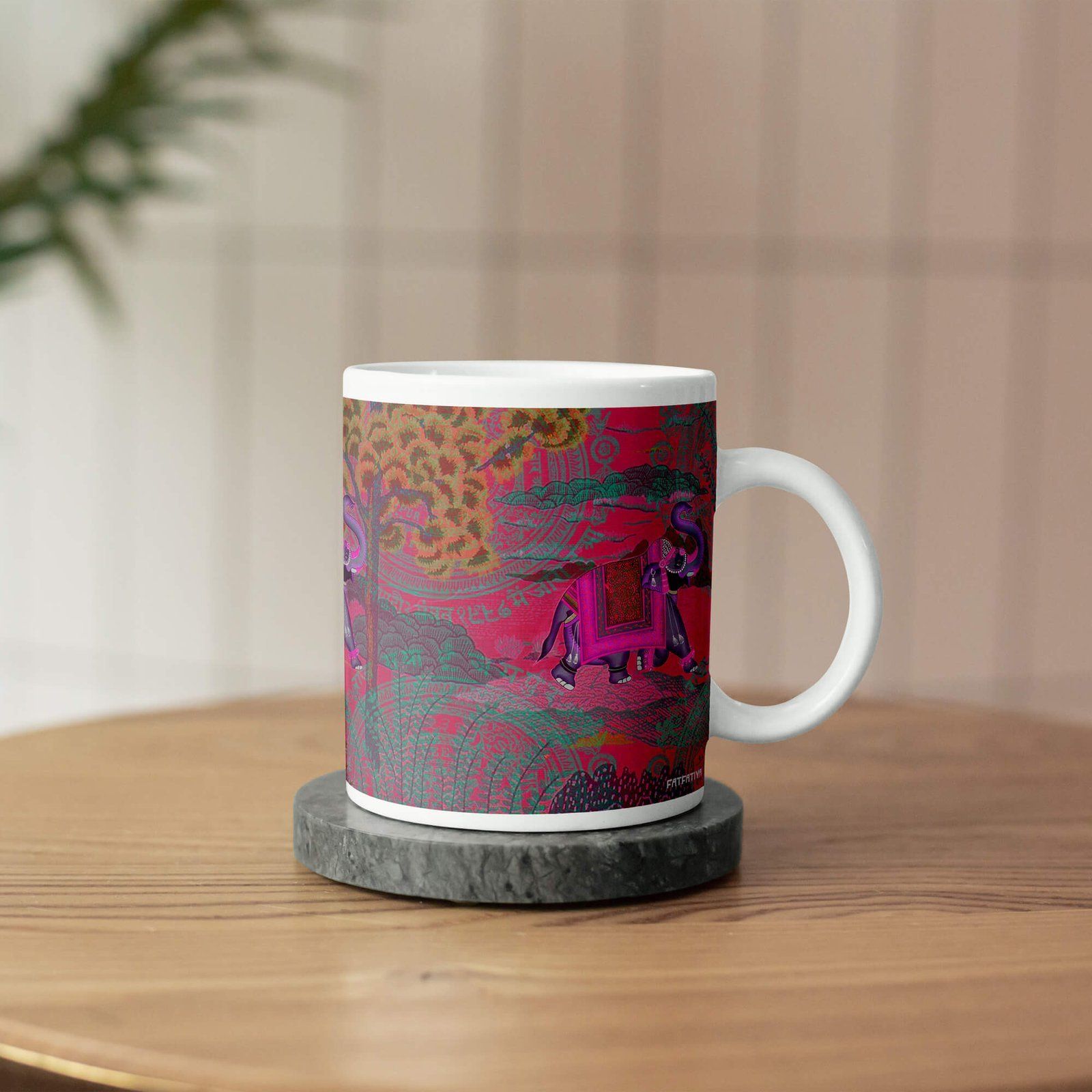 Shekhawati Elephant Printed Ceramic Coffee Mug image 3