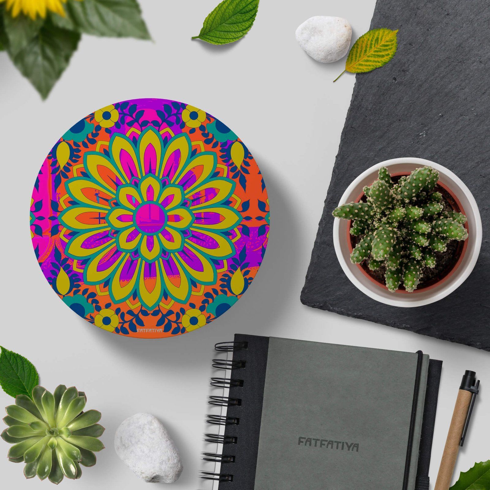 Vibrant Flower Designer Coaster Set image 3