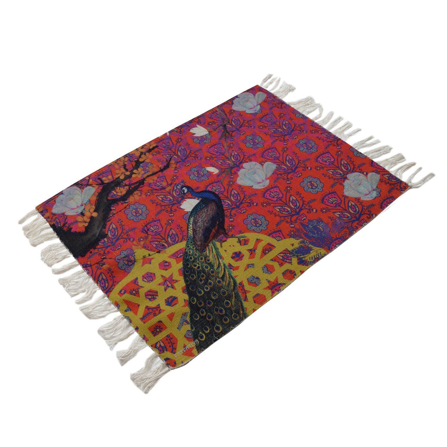 Gorgeous Indian Peacock Recycled Outdoor Rug image 3