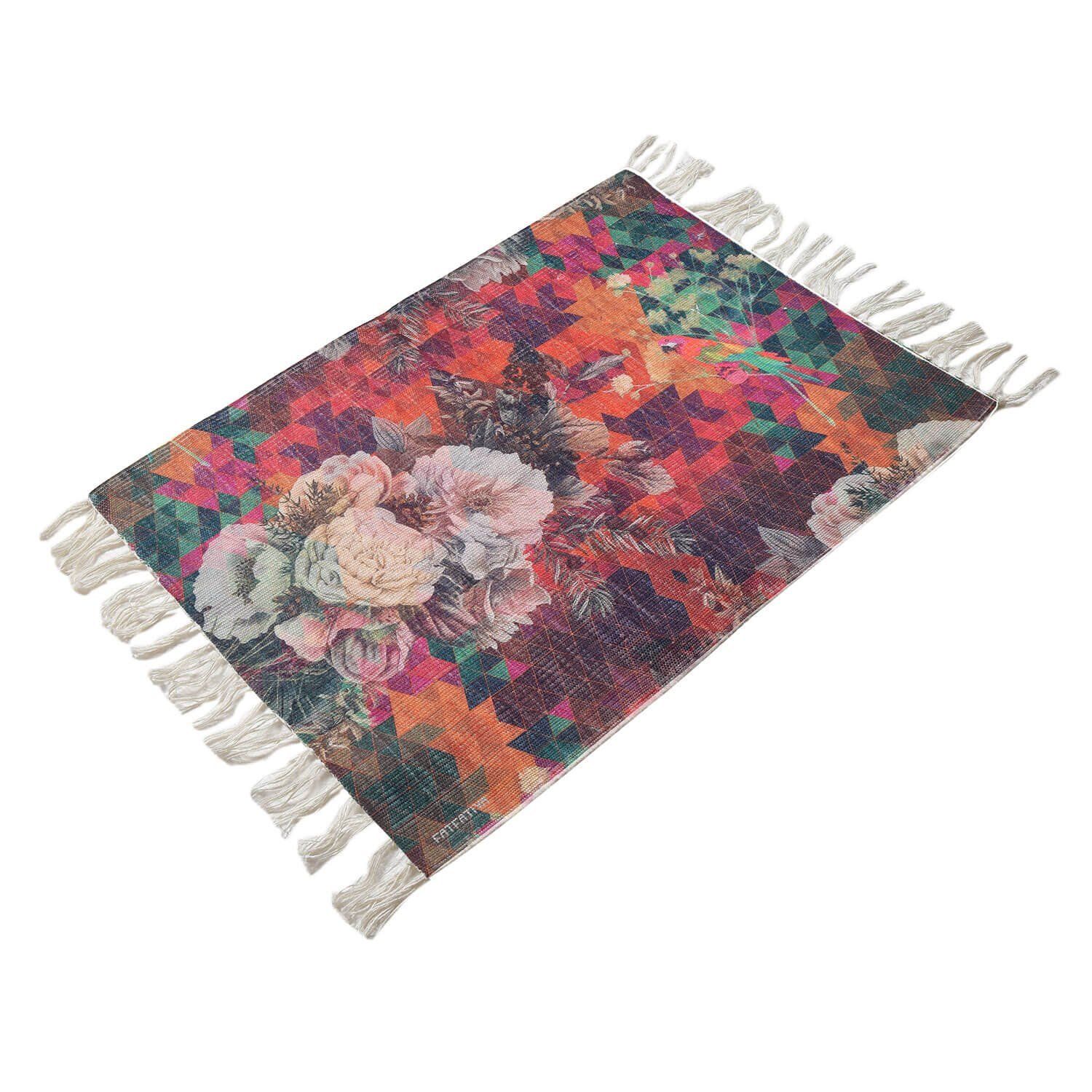 Multicolor Floral Recycled Polyester Rug image 3