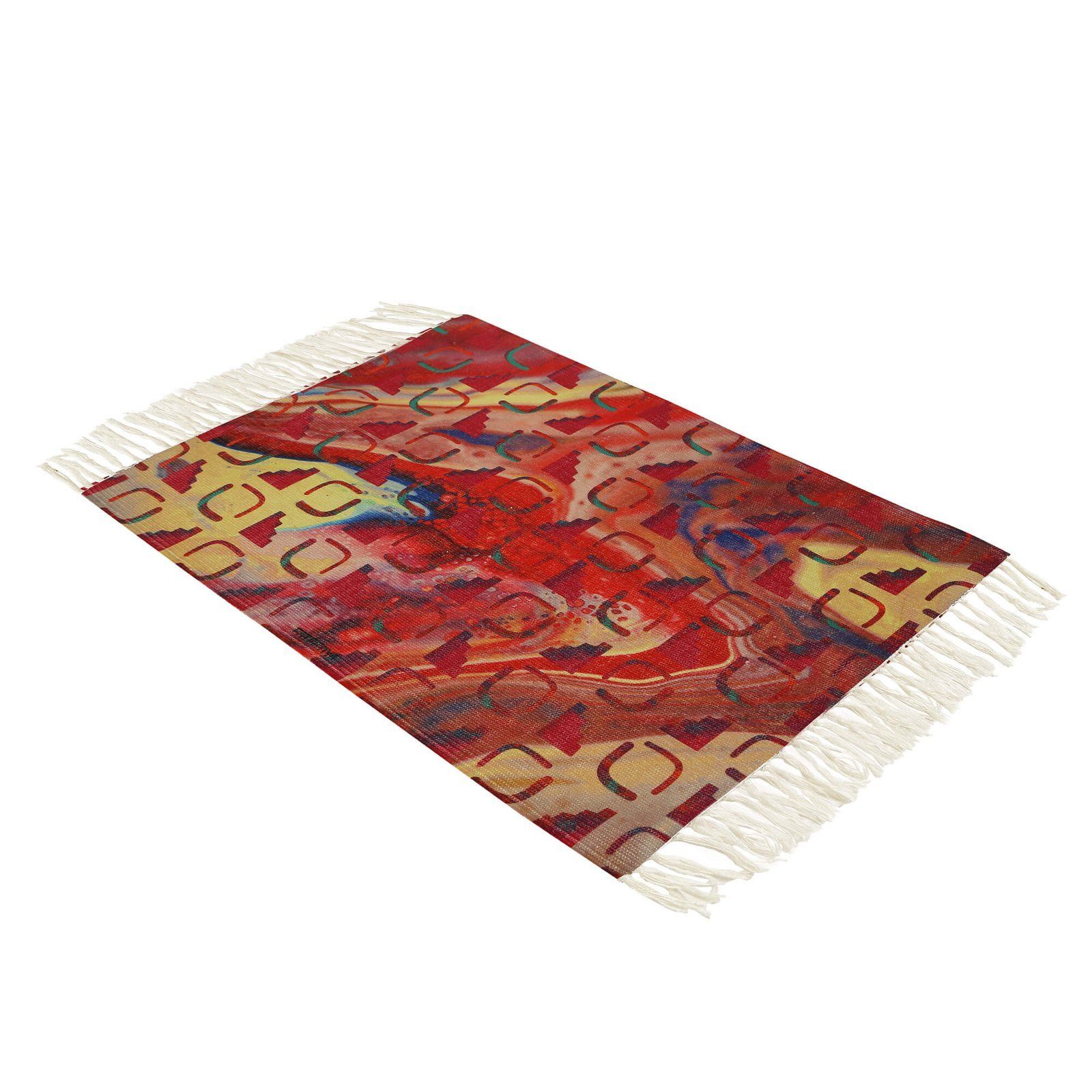 Checked Lava Rectangular Recycled Rug image 3