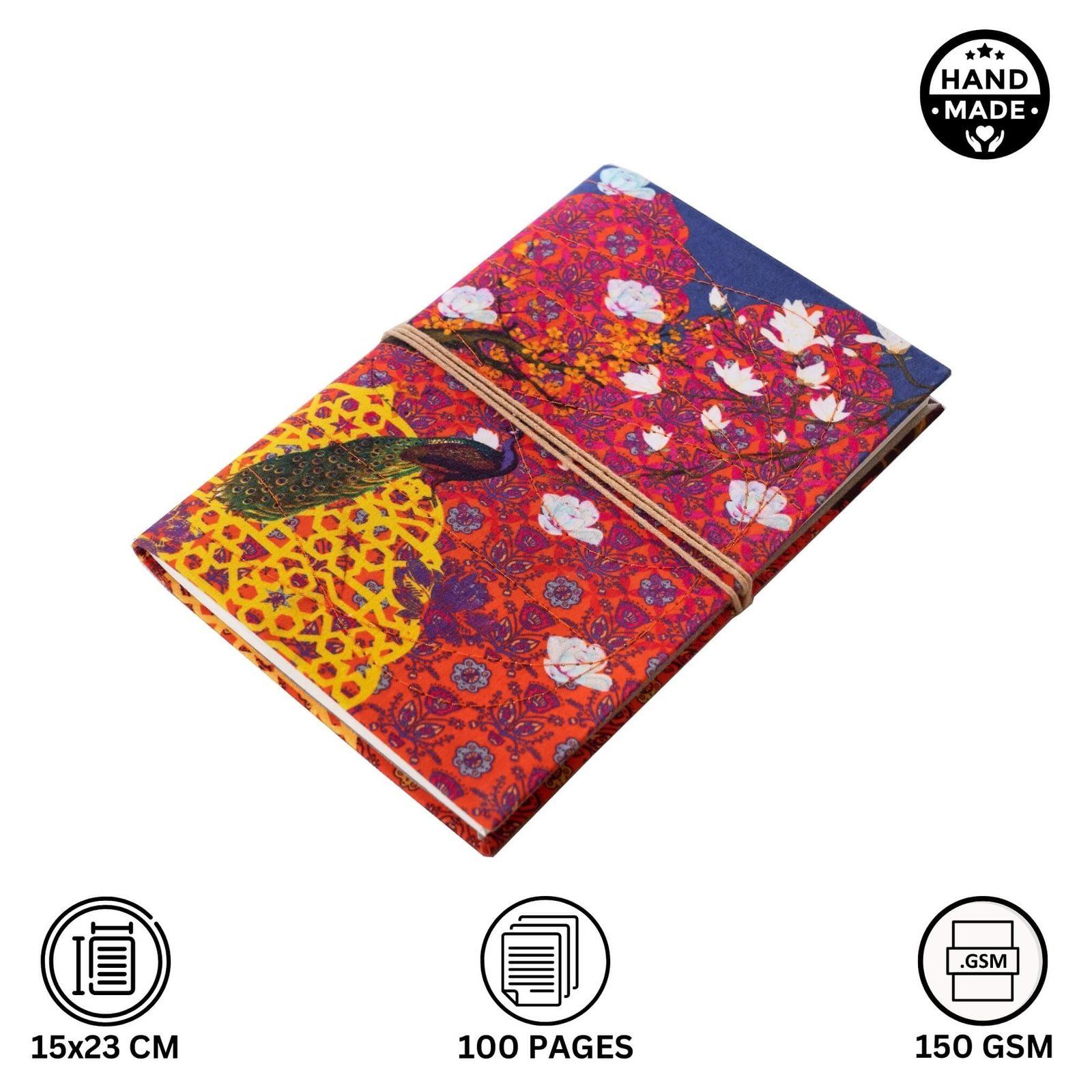Peacock Print Colourful Handmade Notebook image 3