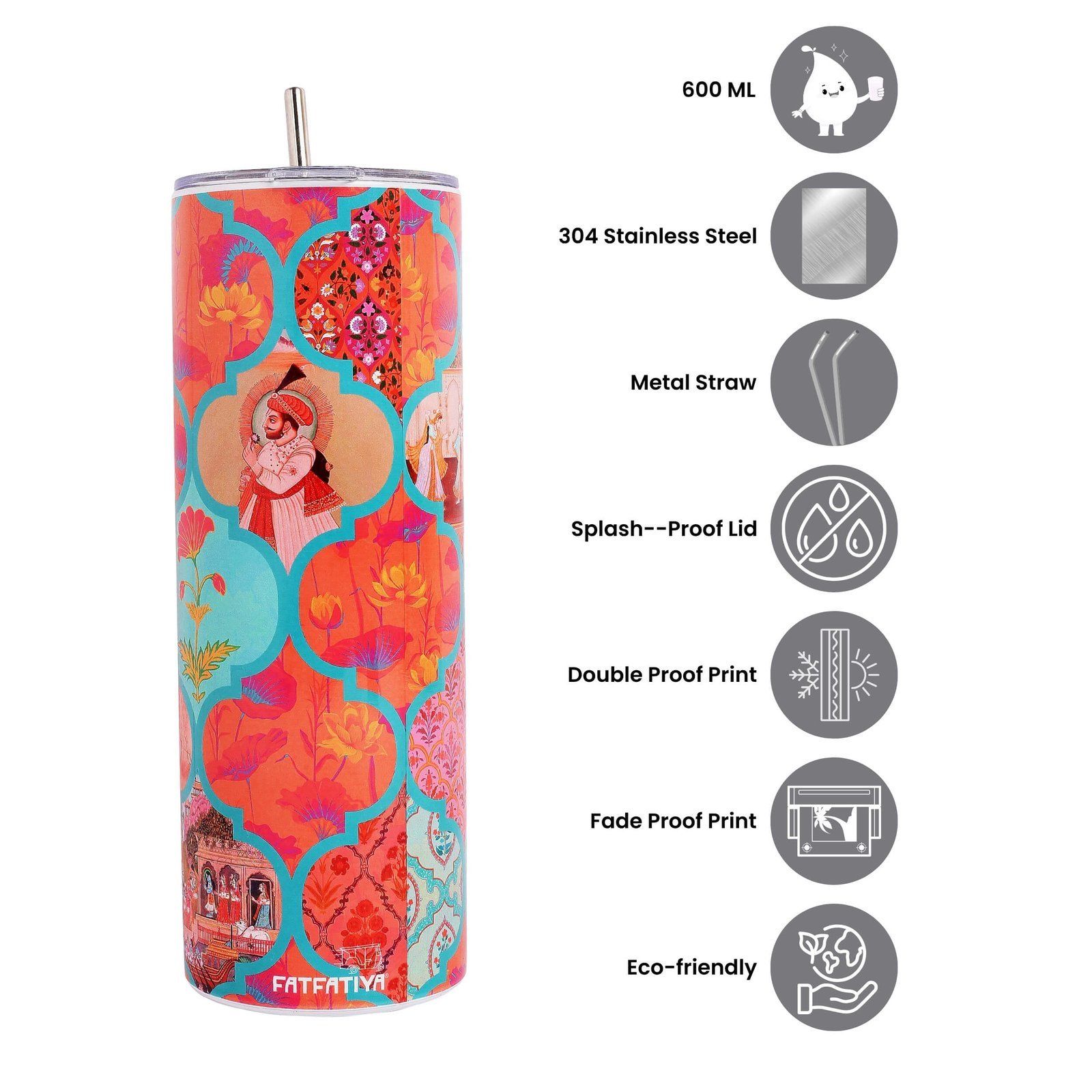 Royal Courtyard Stainless Steel Tumbler With Straw image 4