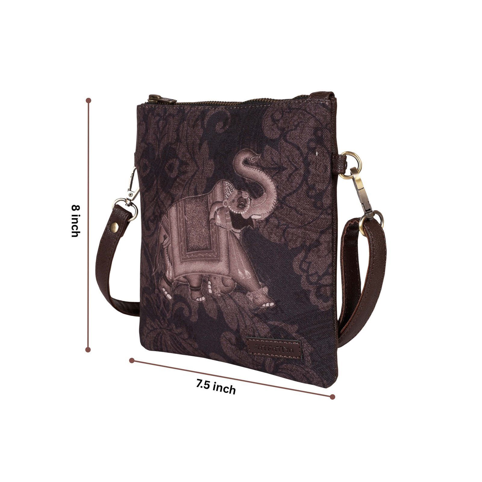 Royal Elephant Print Canvas Sling Bag image 4