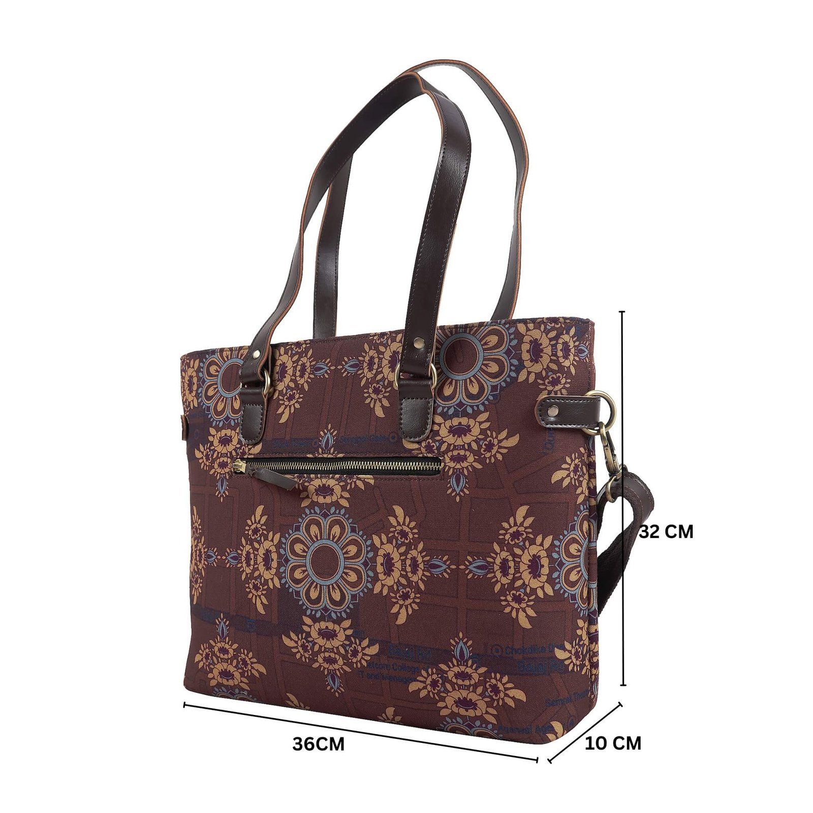 Brown Floral Motif Trendy Bag image 4