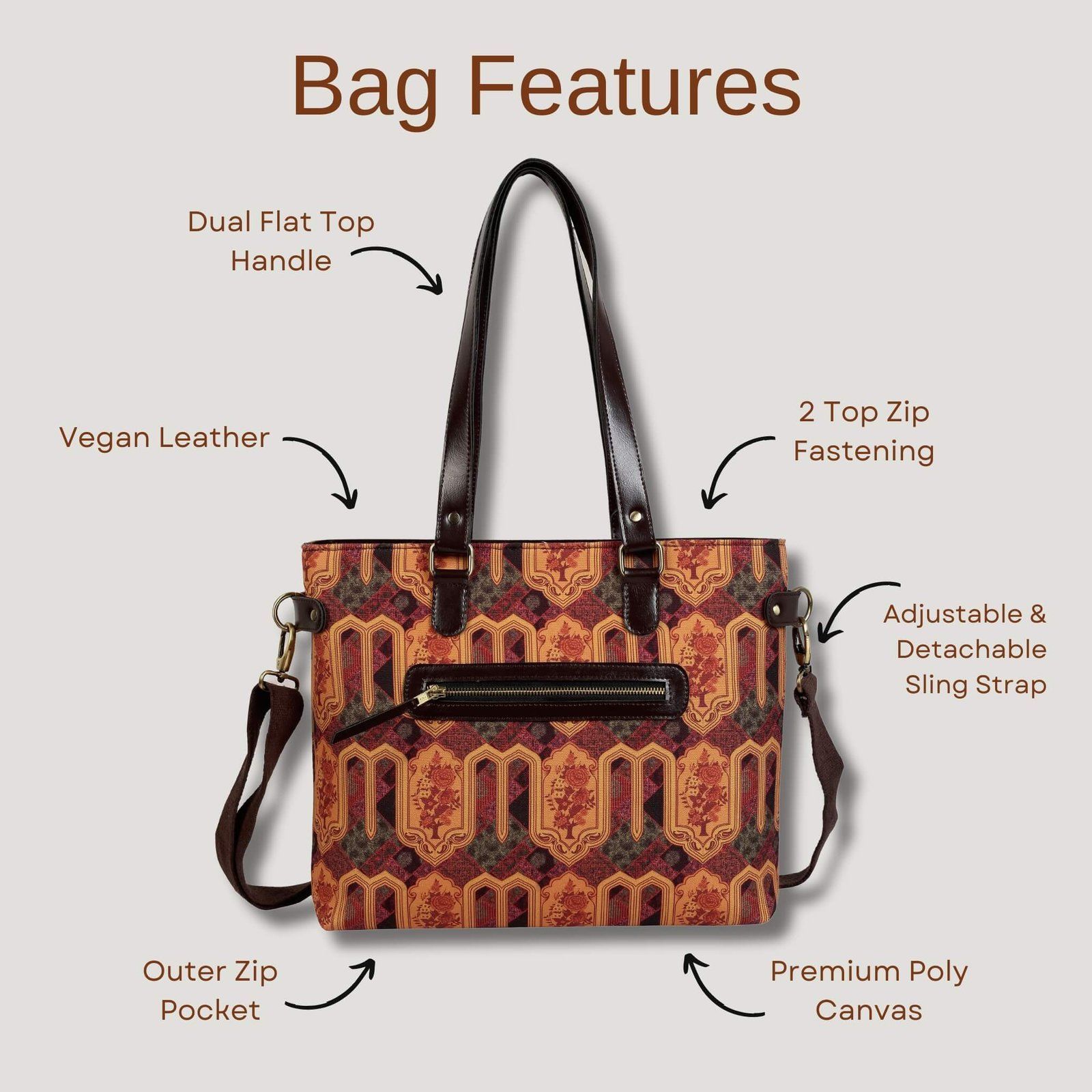 Flowers Design Tote Bag With Laptop Compartment image 4