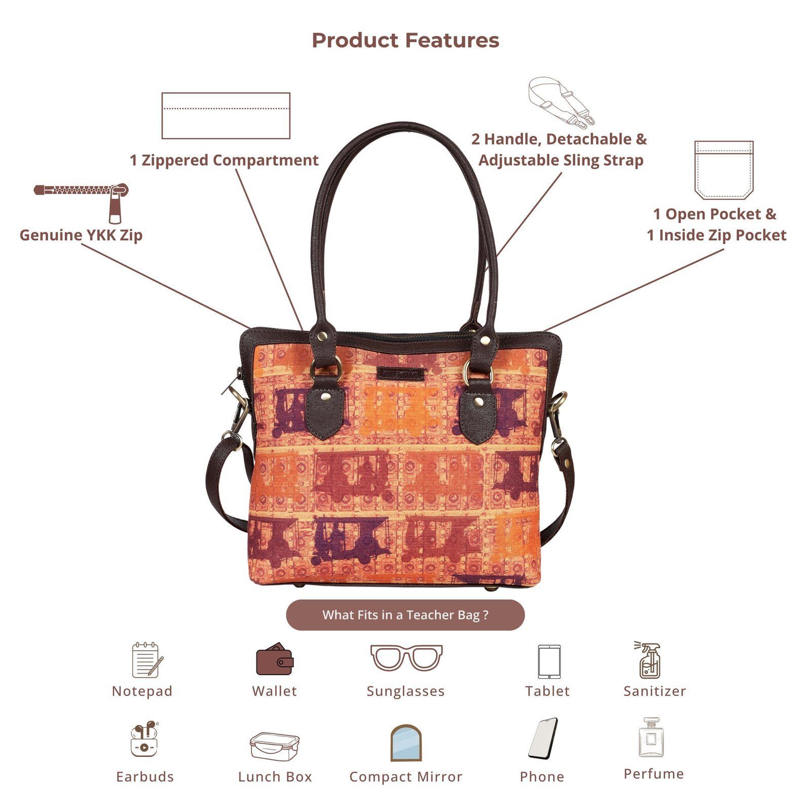 Rustic Texture Print Teacher Bag image 4