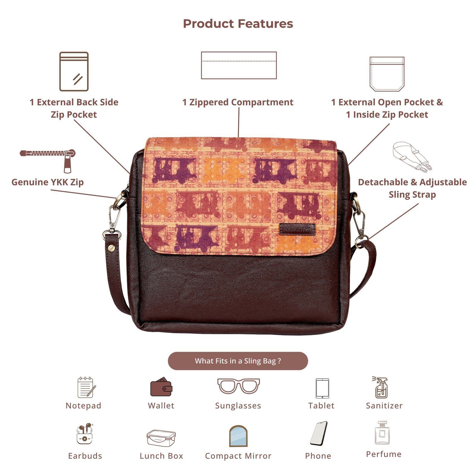Rustic Auto Pattern Sling Bag image 4
