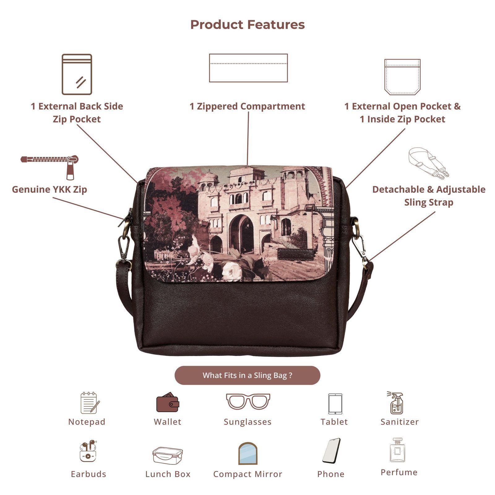 Vintage Haveli Art Sling Bag image 4