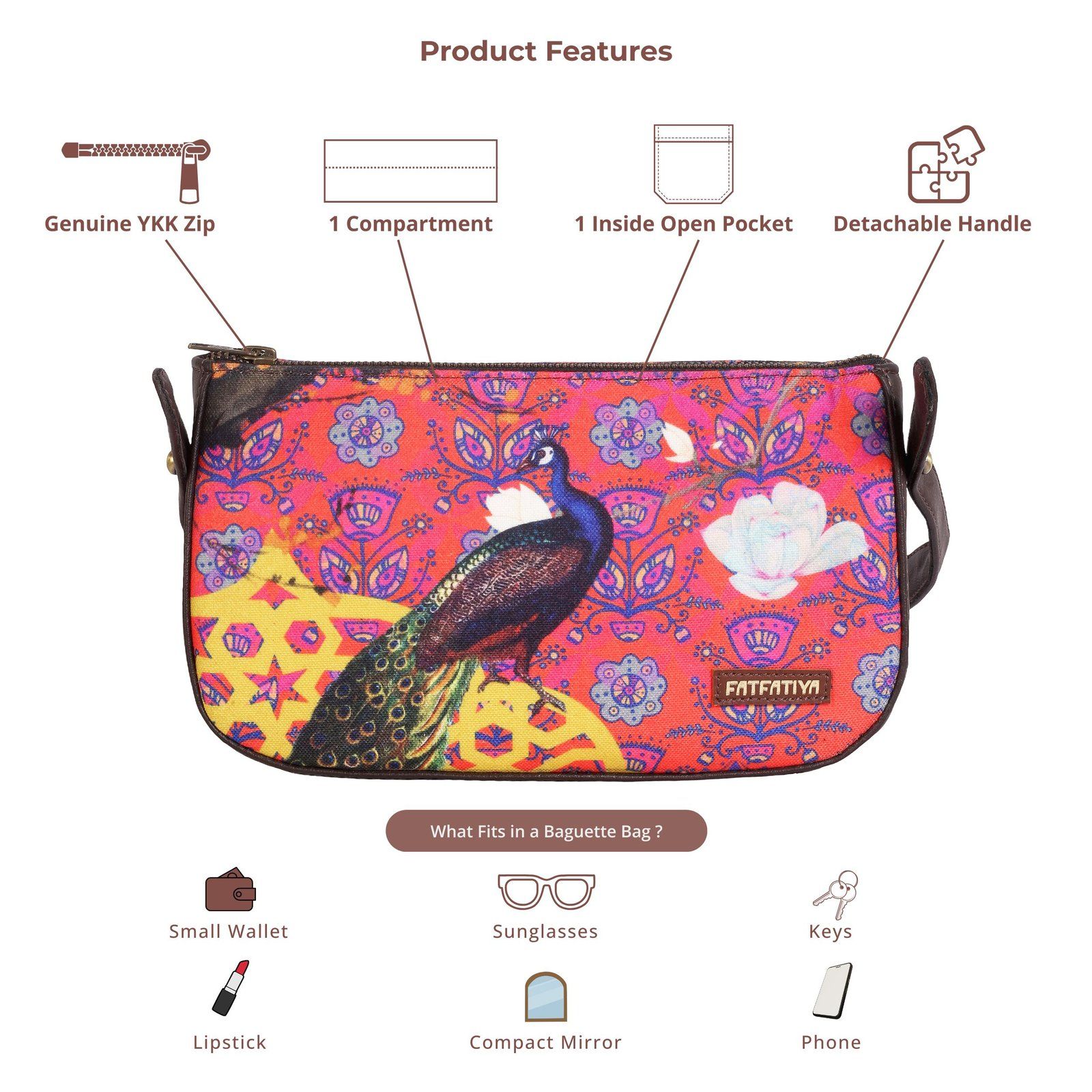 Peacock Print Women‚ Baguette Bag image 4