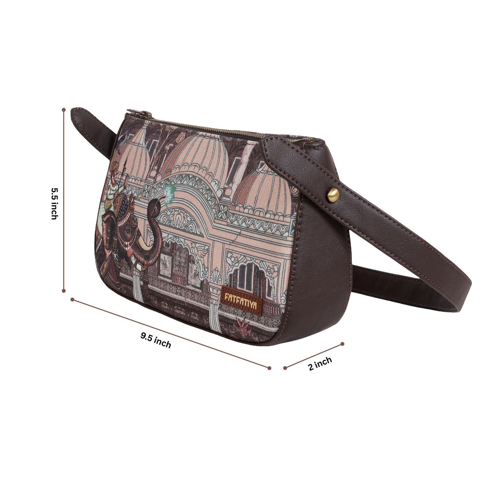 Vintage Elephant Architecture Print Baguette Bag image 4