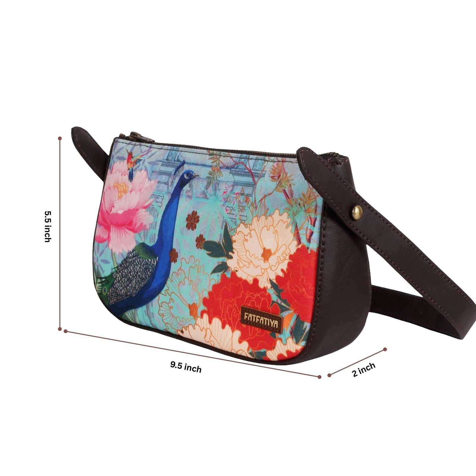 Peacock Floral Baguette Bag For Women image 4