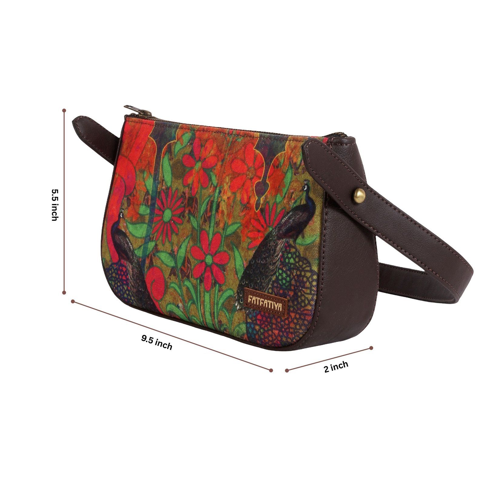Dual Peacock Artwork Baguette Bag image 4