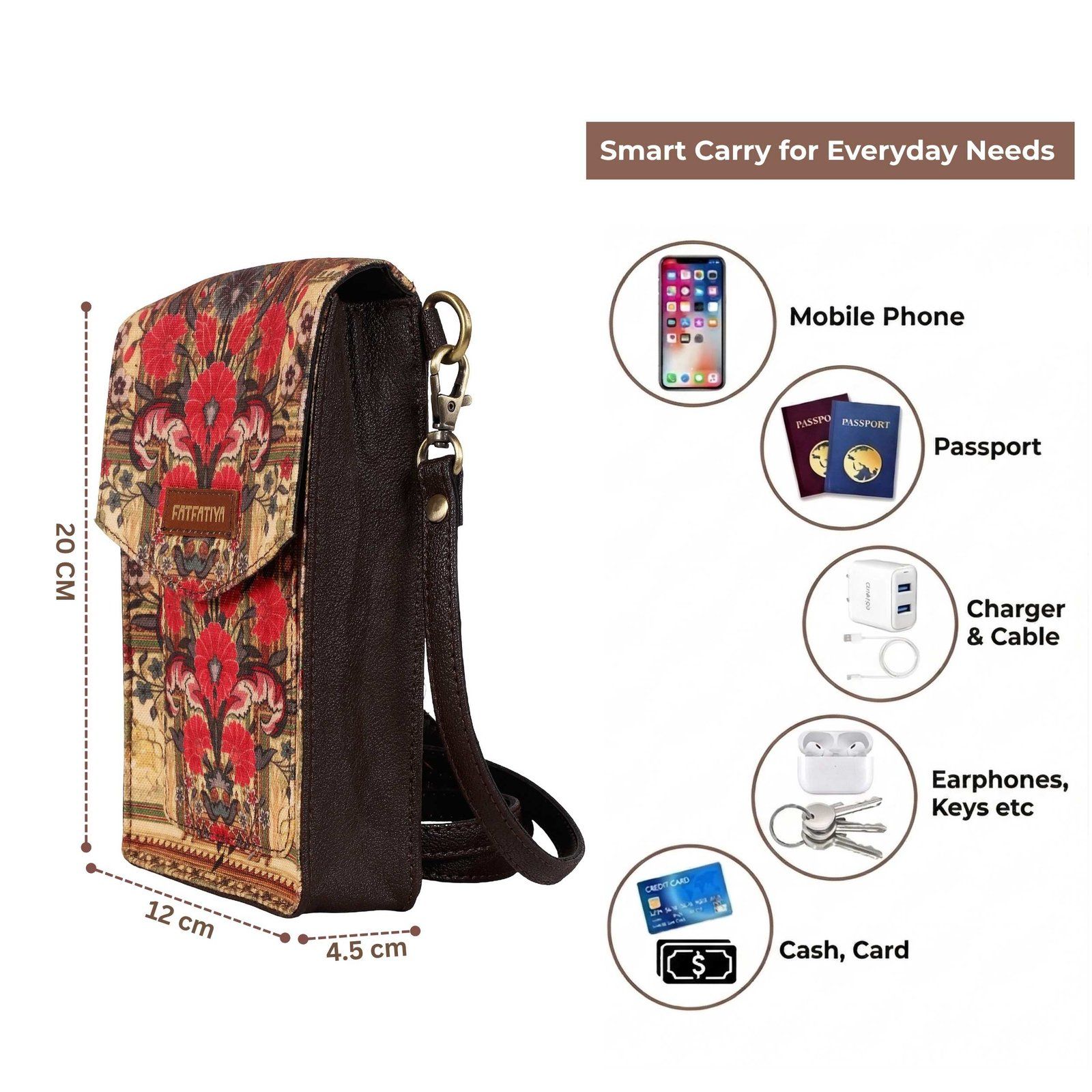 Floral Printed Women Mobile Sling Bag Crossbody Phone Purse image 4