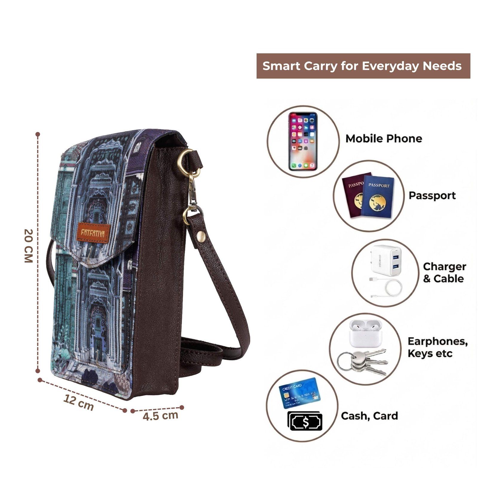 Architectural Print Mobile Sling Bag For Women image 4