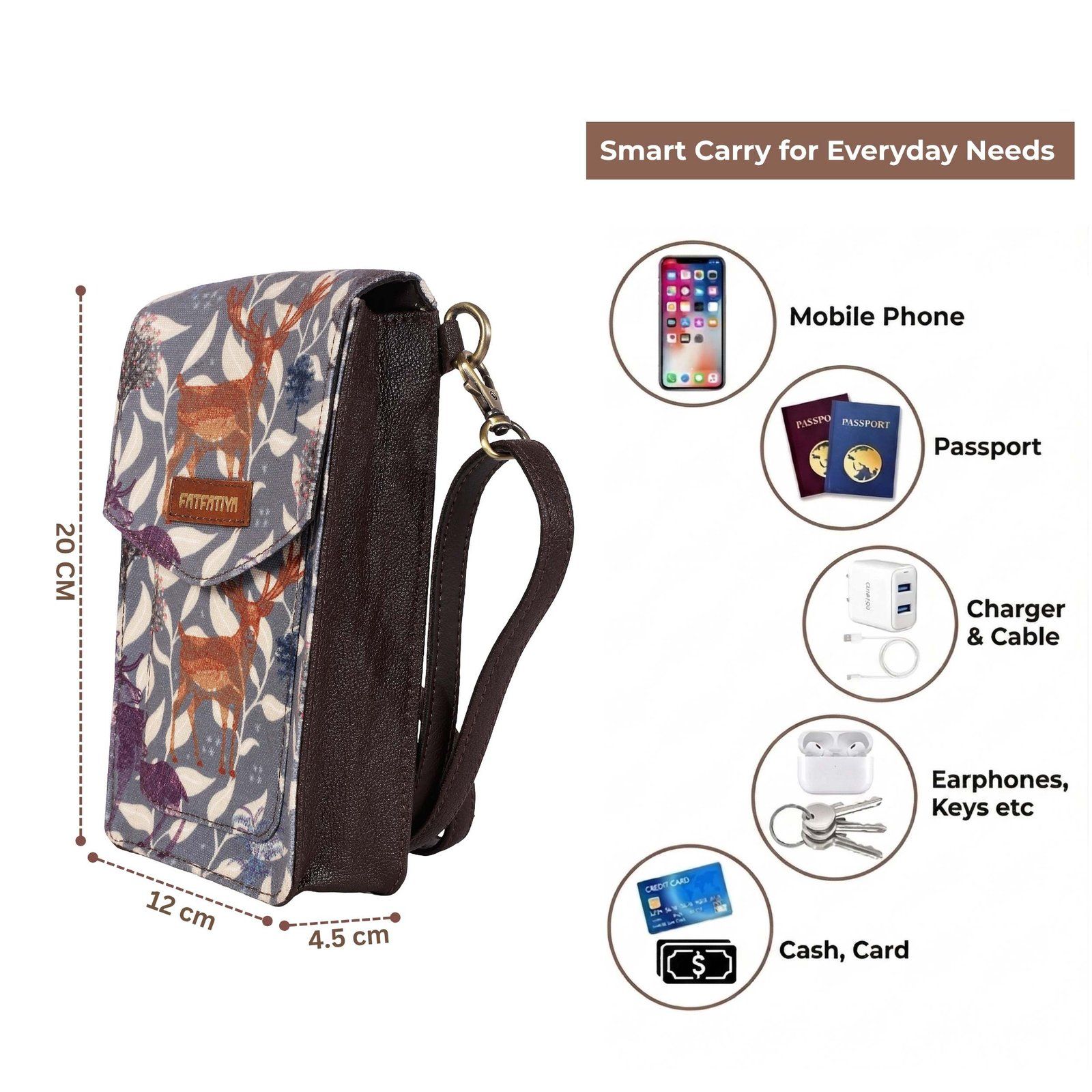 Deer Print Crossbody Bag Small Phone Pouch image 4