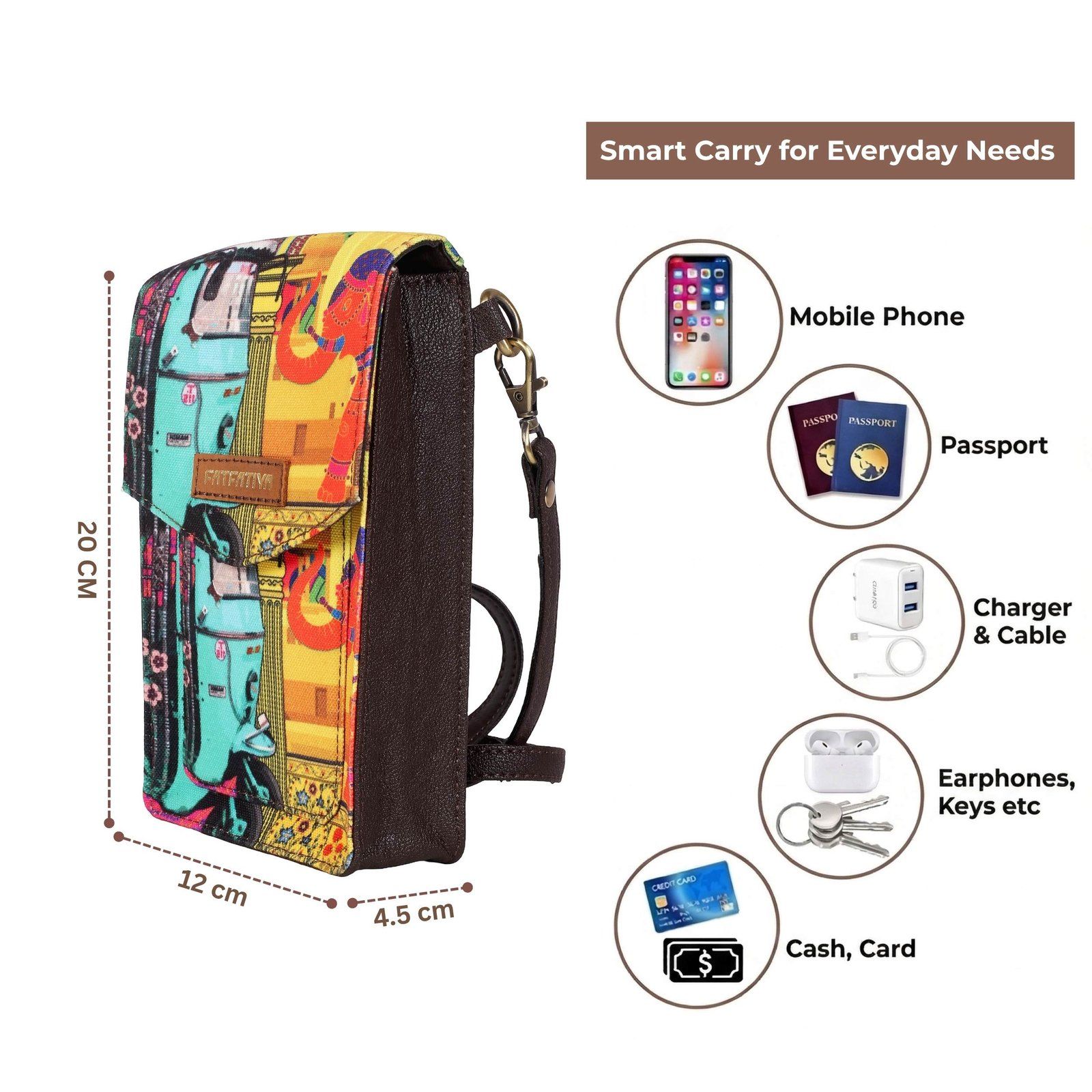 Auto Rickshaw Print Mobile Sling Bag For Women image 4