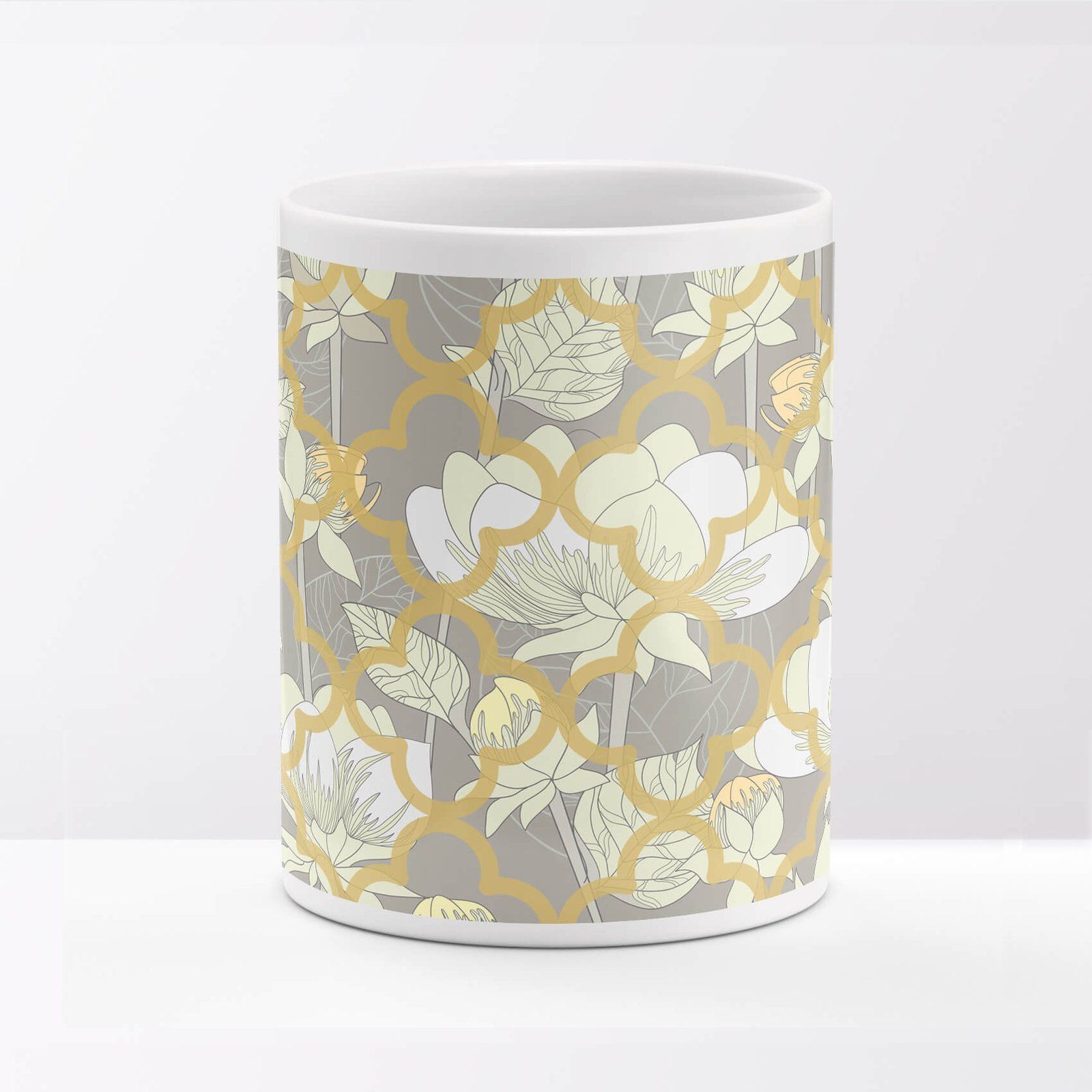 White Lotus Flower Ceramic Mug image 4